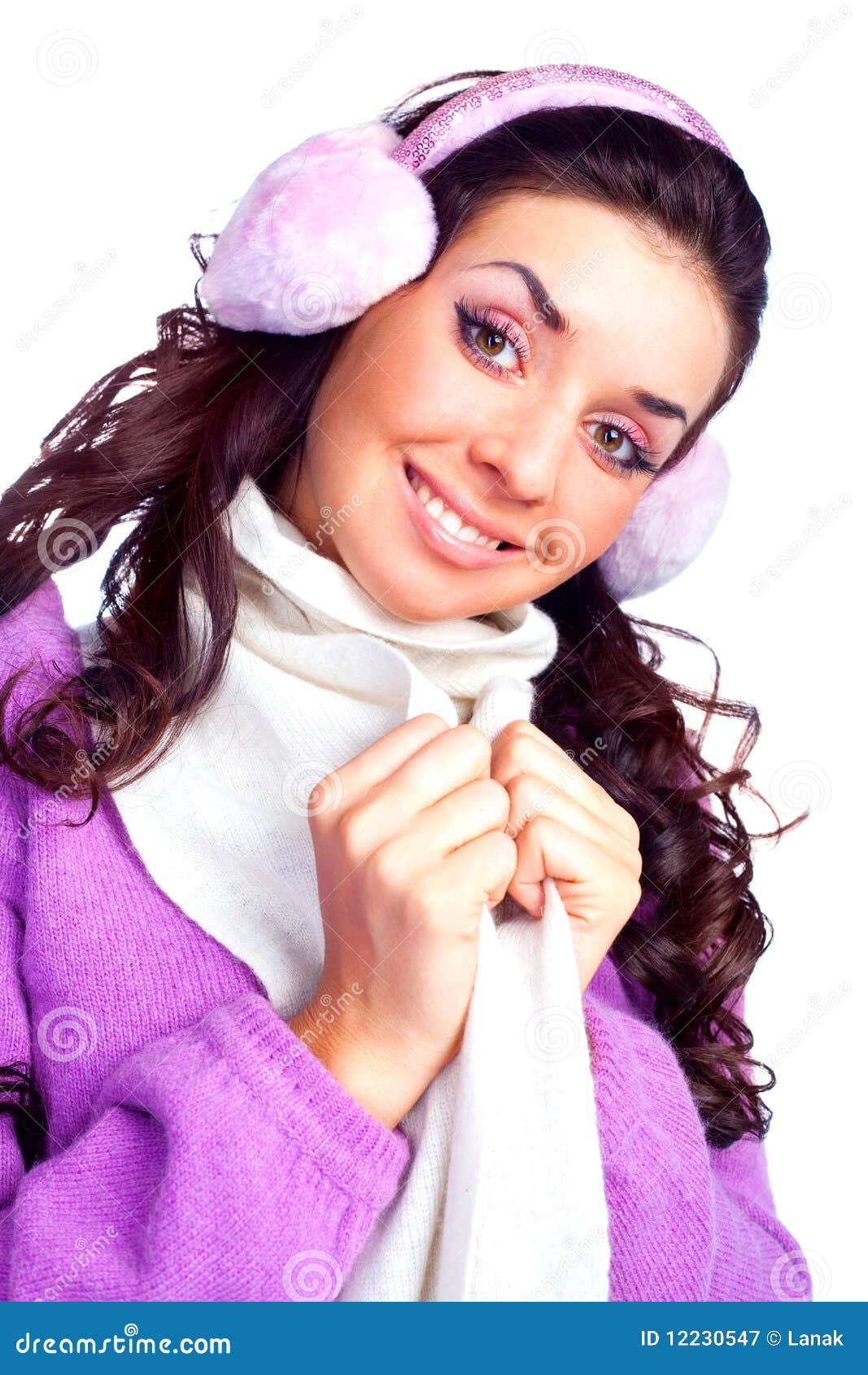 Pretty girl with earmuff stock image. Image of pose, 12230547