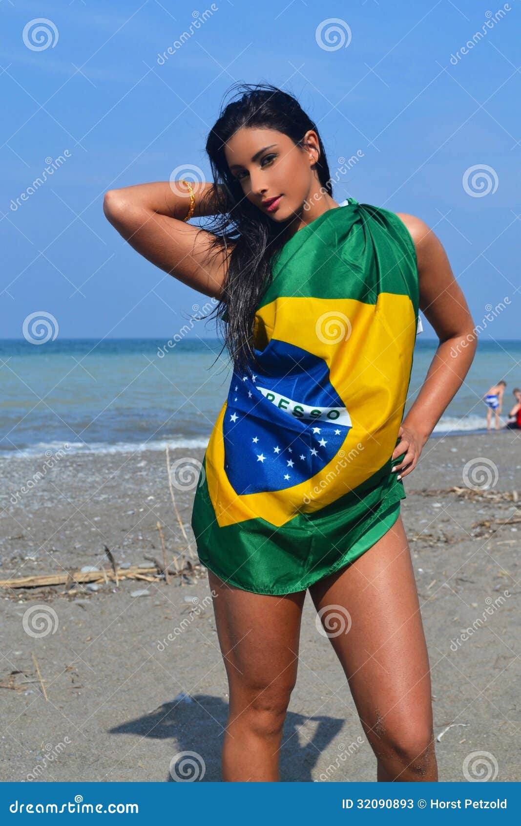 Pretty Girl With Flag Stock Photos Image 32090893