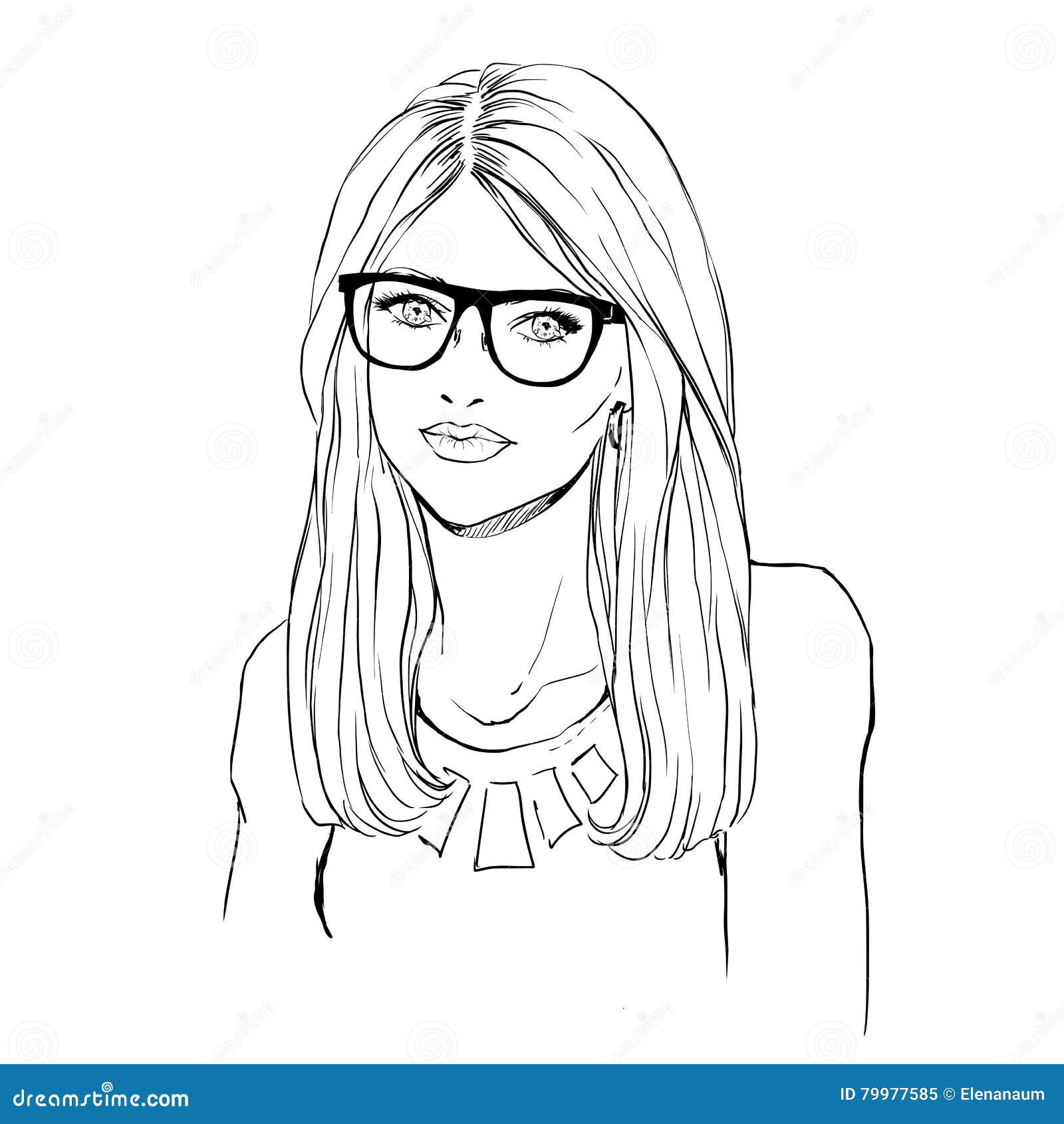 Pretty girl in glasses stock Illustration of 79977585