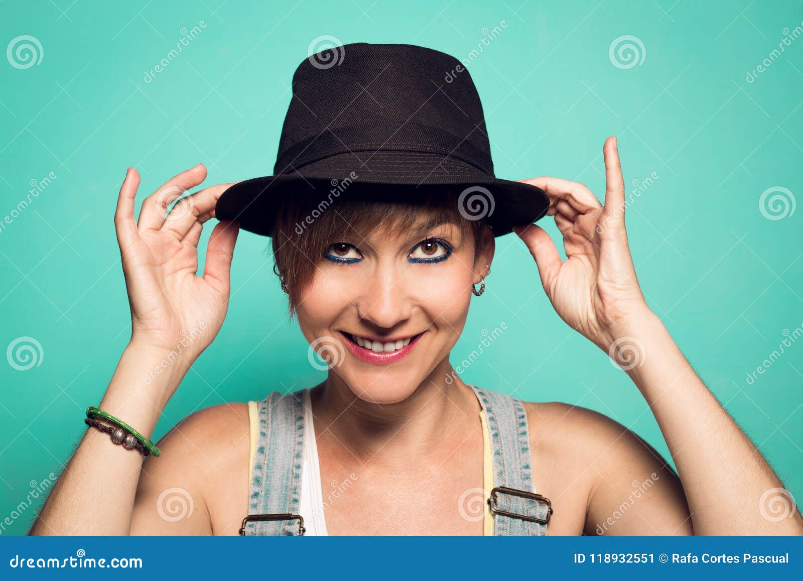 Pretty Girl with a Hat and a Positive Attitude Stock Image - Image of ...