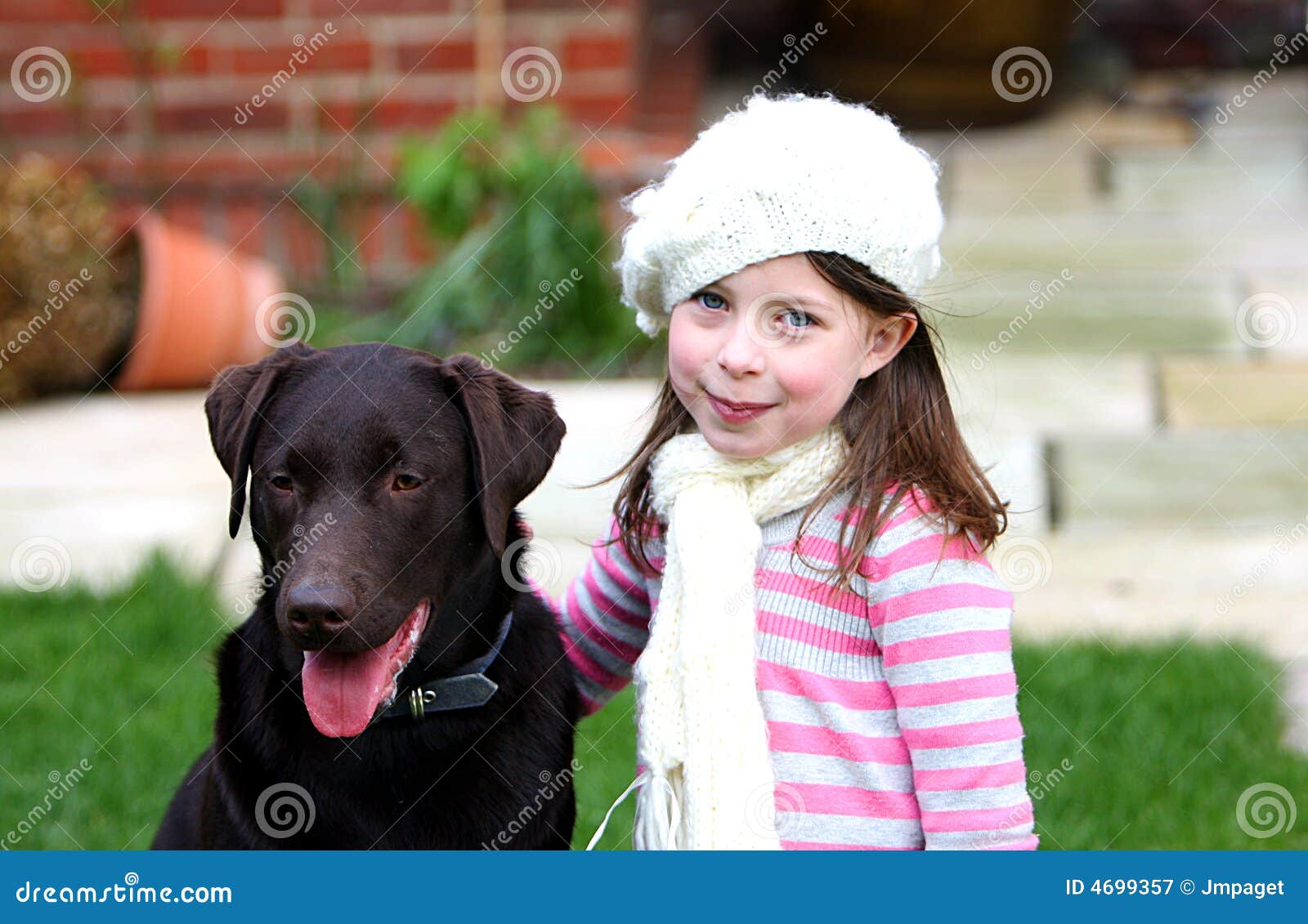 Pretty Girl with Labrador stock image. Image of hound 4699357