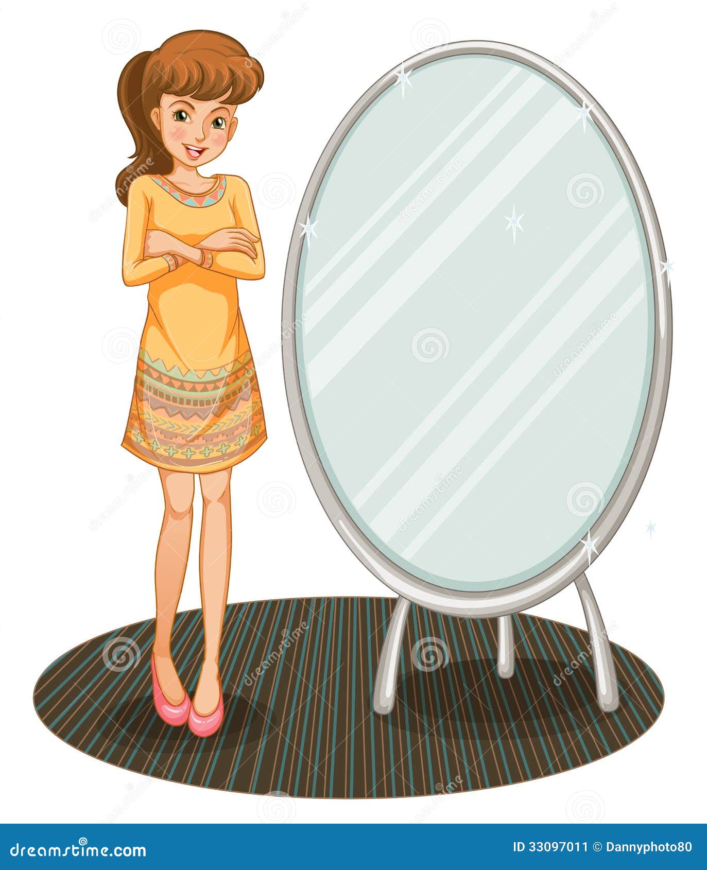 A Pretty Girl beside a Mirror Stock Vector - Illustration of female ...