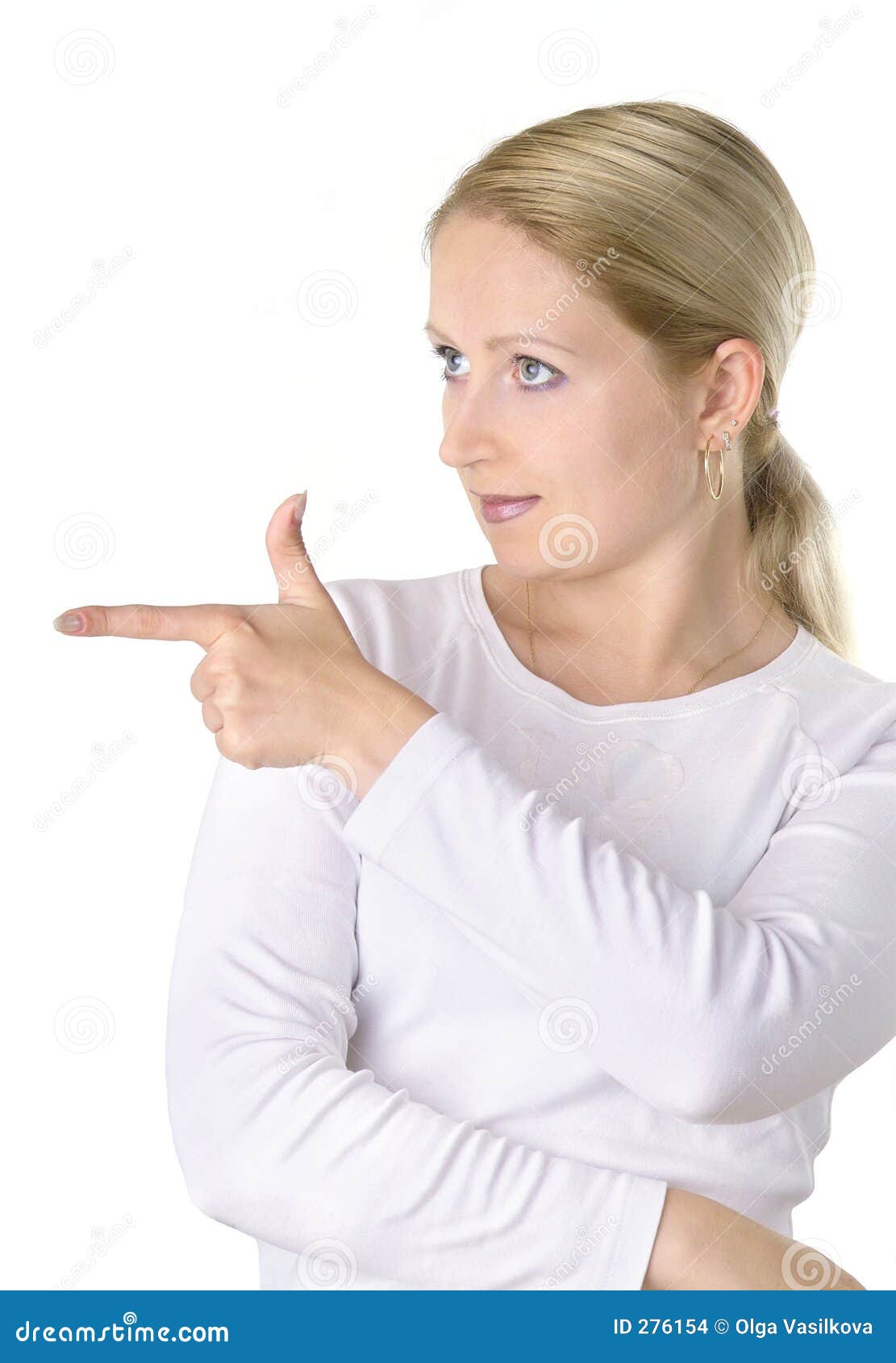 pretty girl pointing like with a gun
