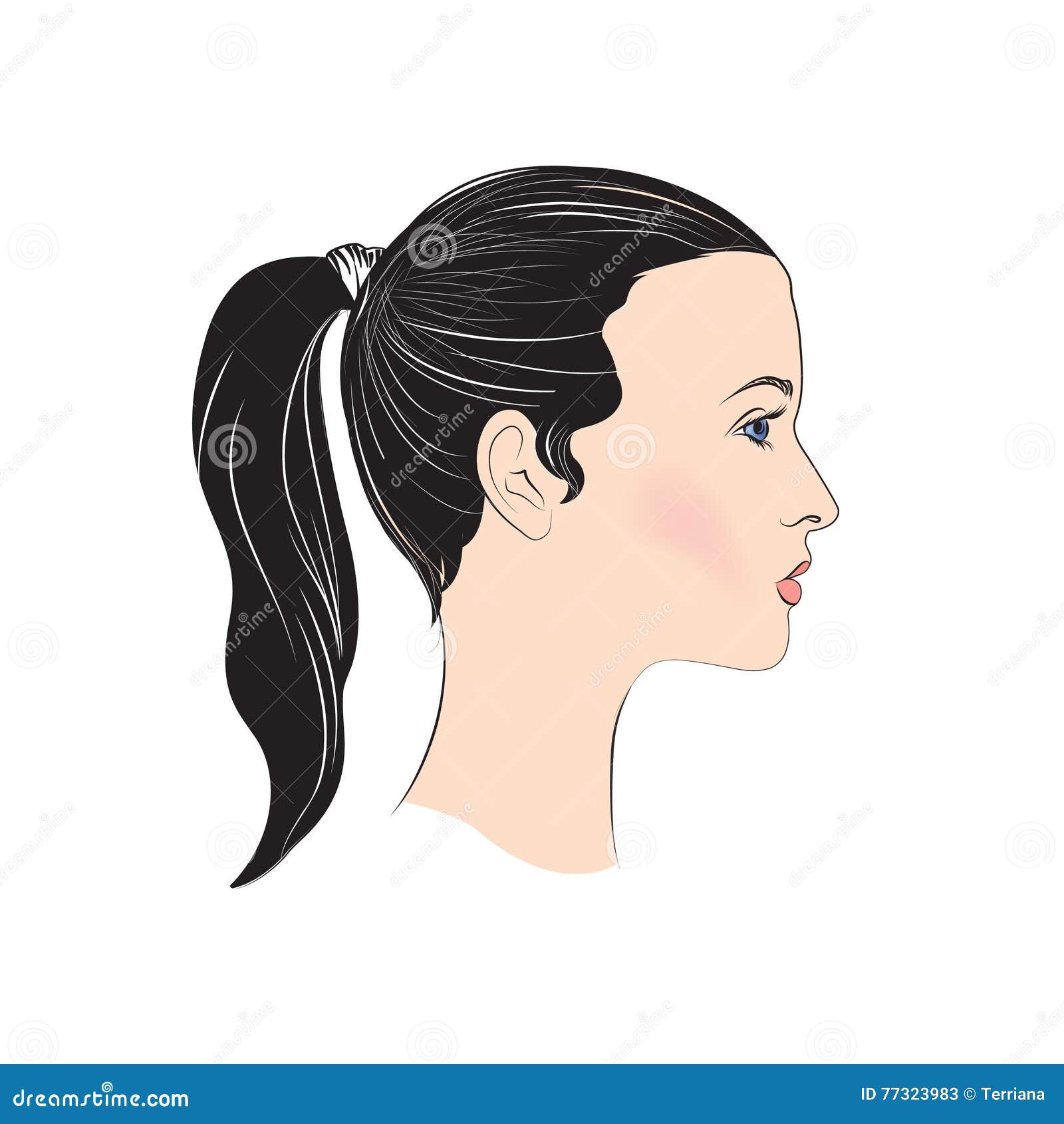 pretty girl profile young woman face sketching portrait stock