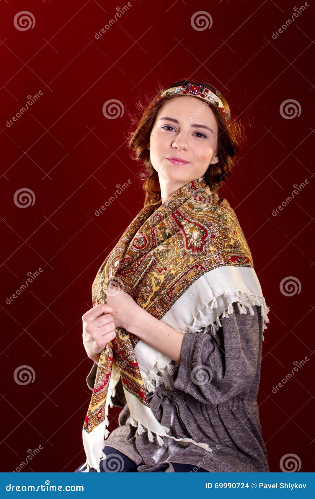 Pretty Girl in Russian National Dress Stock Photo - Image of model ...