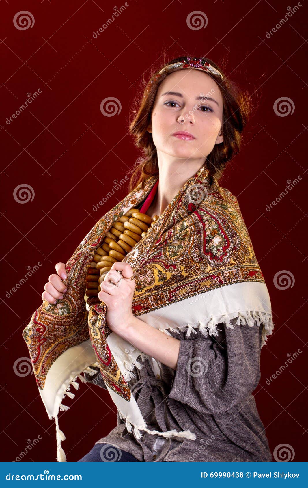 Pretty Girl in Russian National Dress Stock Photo - Image of caucasian ...