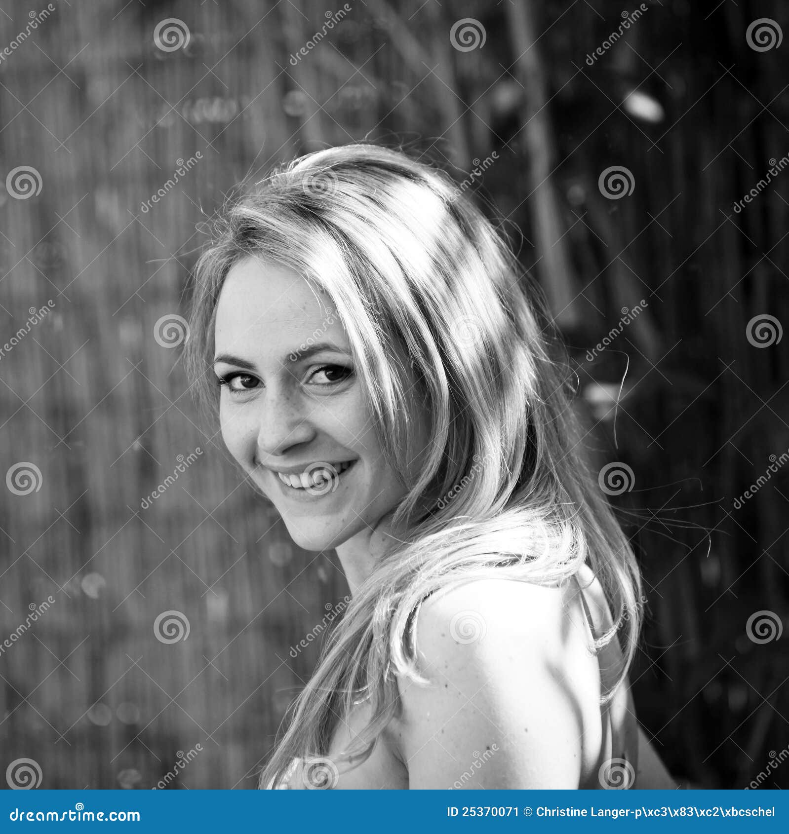 Pretty Girl Smiling In Black An White Stock Image Image of