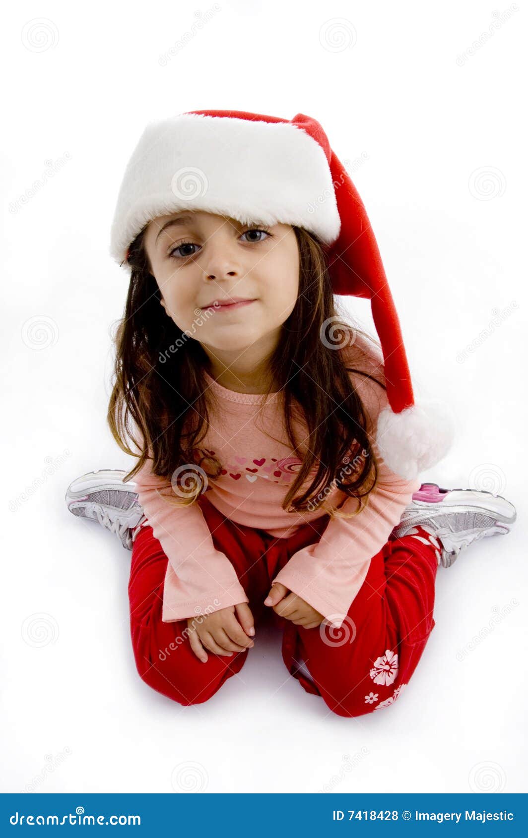 Pretty Girl Wearing Christmas Hat Stock Photo Image of american
