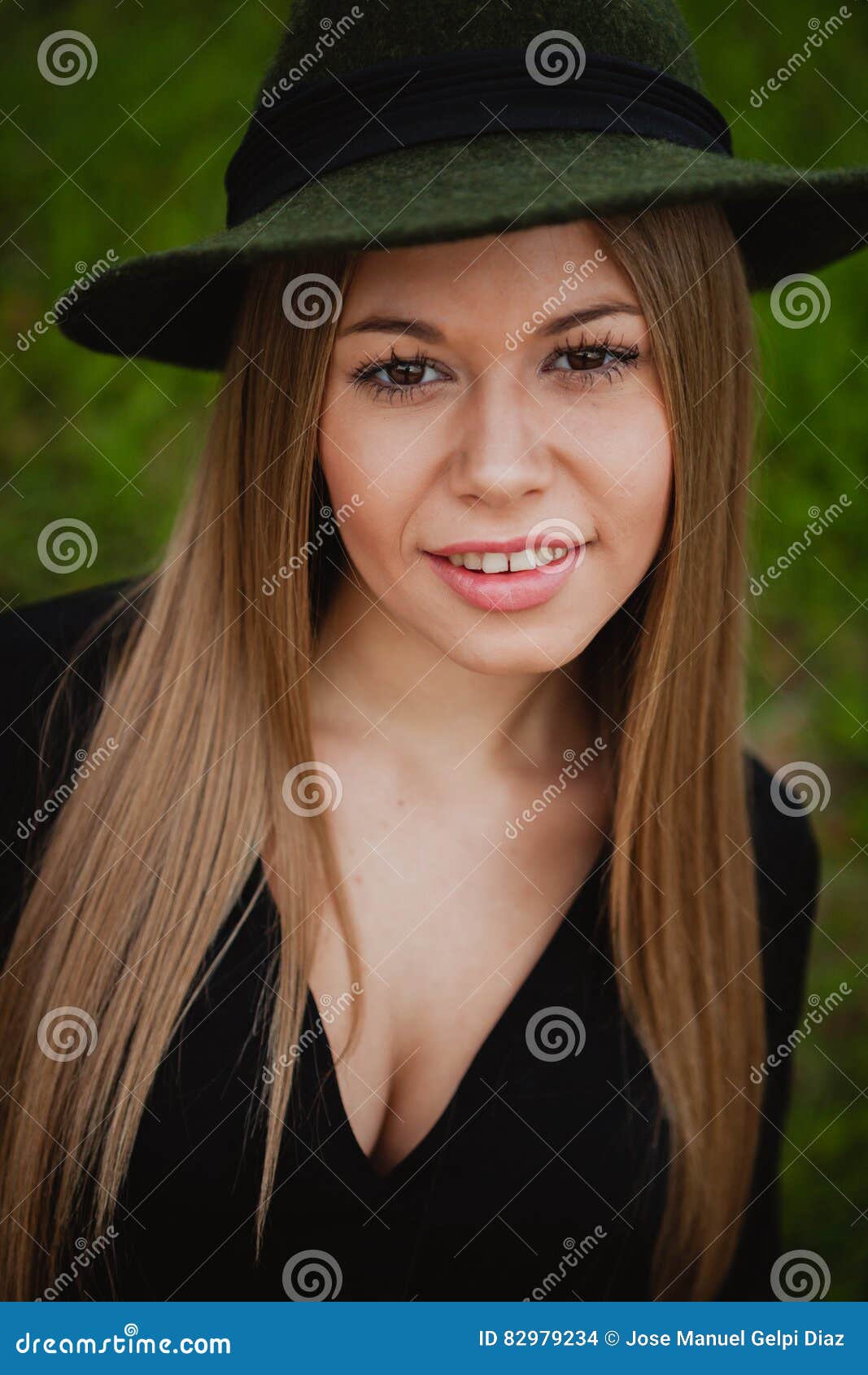 Pretty girl wearing hat stock photo. Image of adult, outdoor 82979234