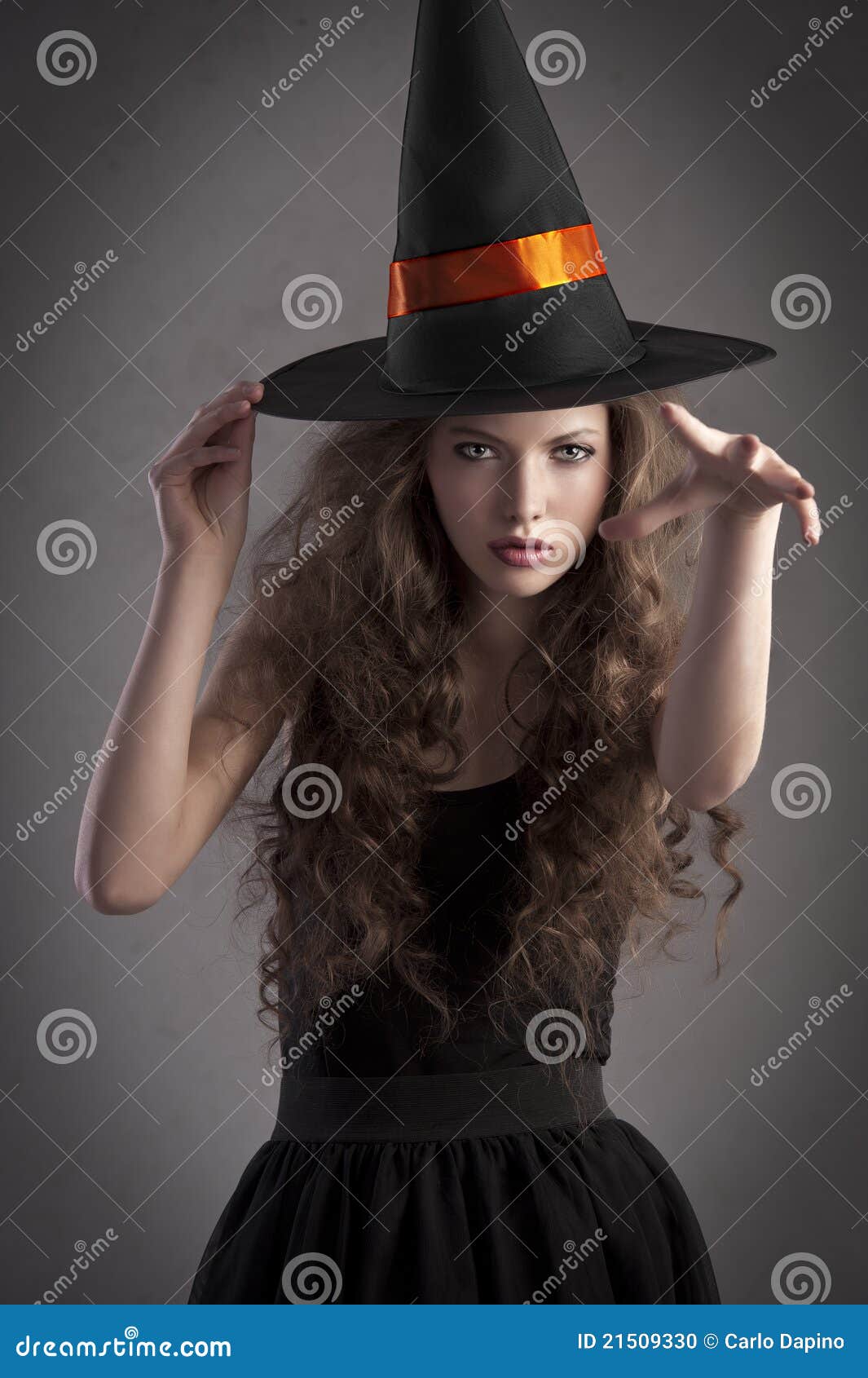 Pretty Girl Wearing A Huge Witch Hat Stock Photo Image 21509330