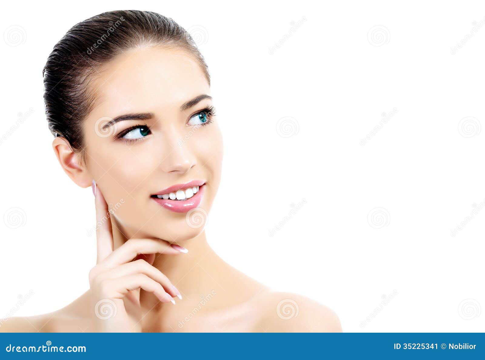 Pretty Girl on White Background Stock Image Image of health, cheerful