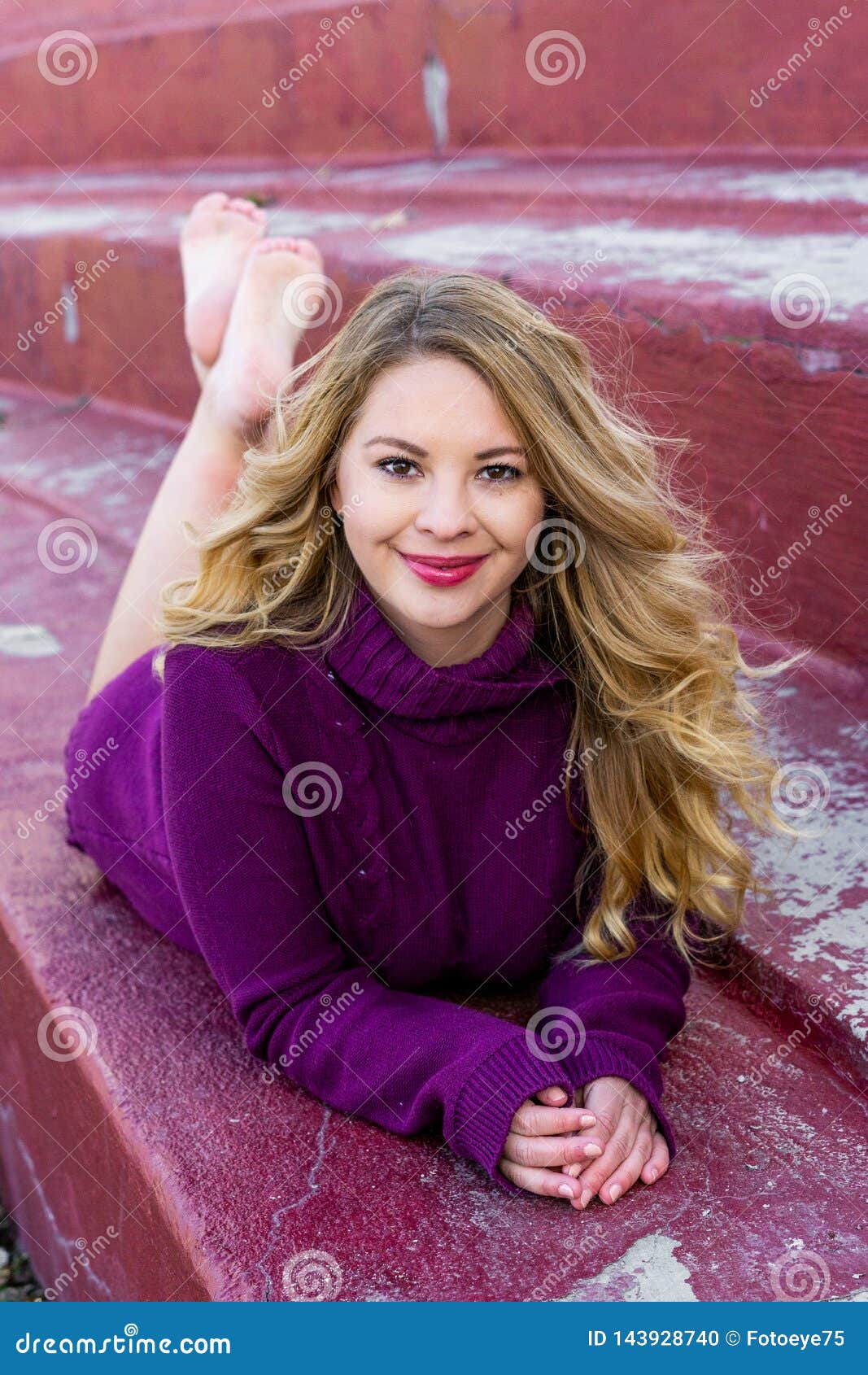 Pretty Girl White Latino With Long Blonde Hair Stock Photo Image