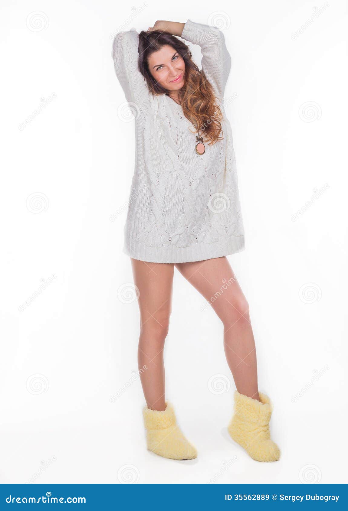 Pretty Girl in a White Sweater Stock Image Image of woman, health