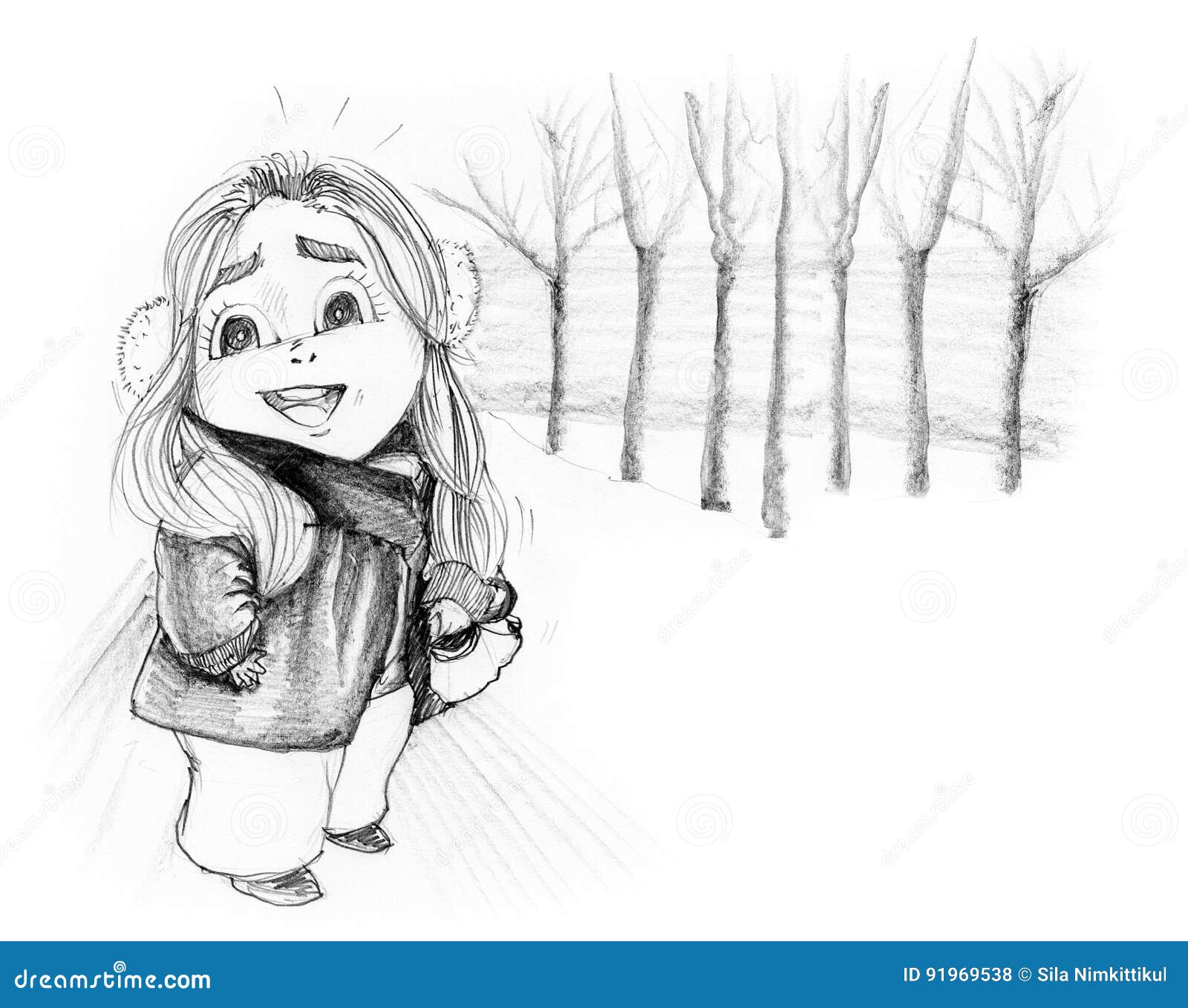 Pretty Girl in Winter Has Snow Cartoon Pencil Drawn Stock Illustration - Illustration of drawn, cartoon: 91969538 Pretty Girl in Winter Has Snow Cartoon Pencil Drawn Stock Illustration - Illustration of drawn, cartoon: 91969538