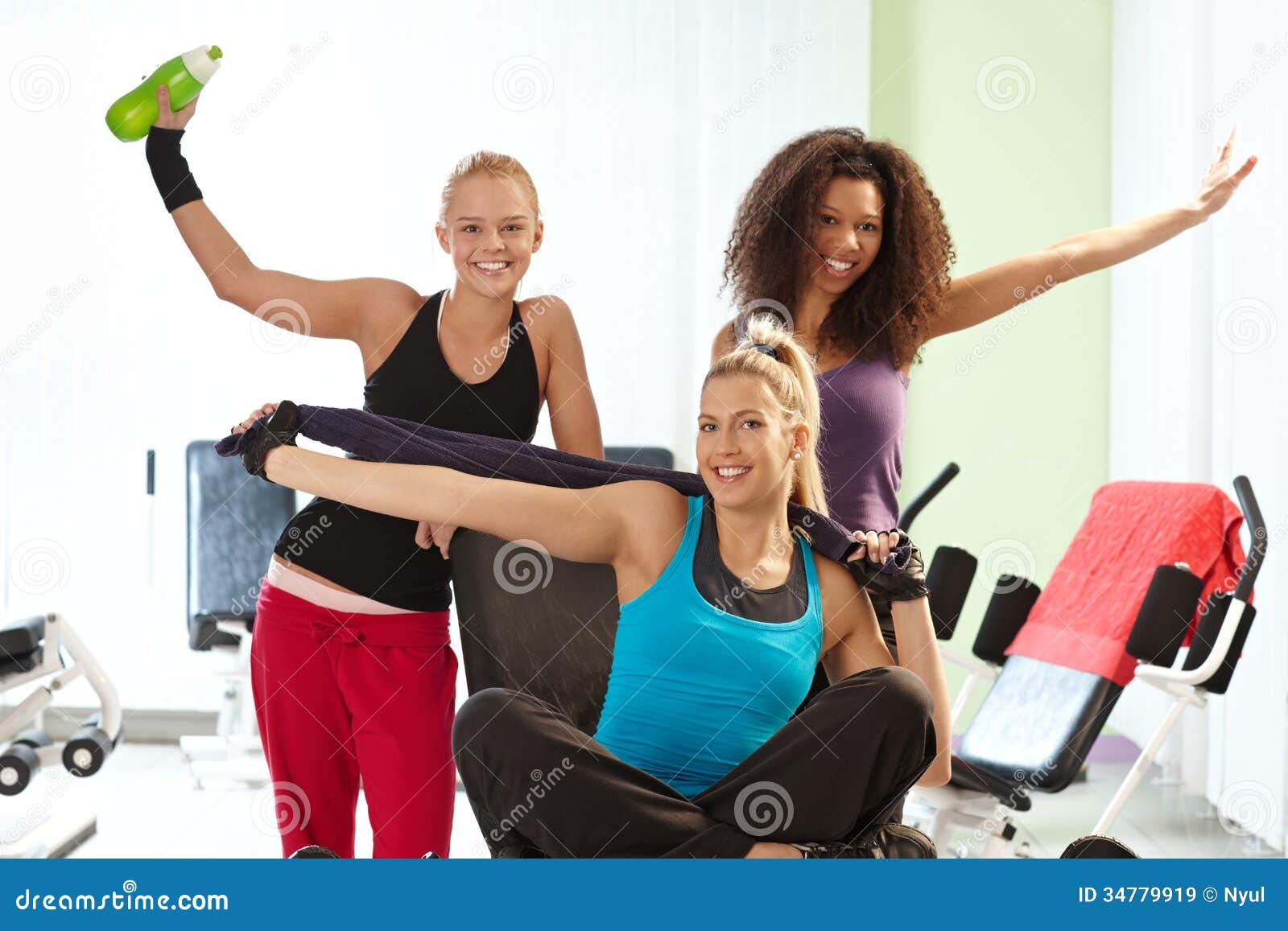 Pretty Girls Posing at the Gym Stock Image Image of exercises, caucasian 34779919