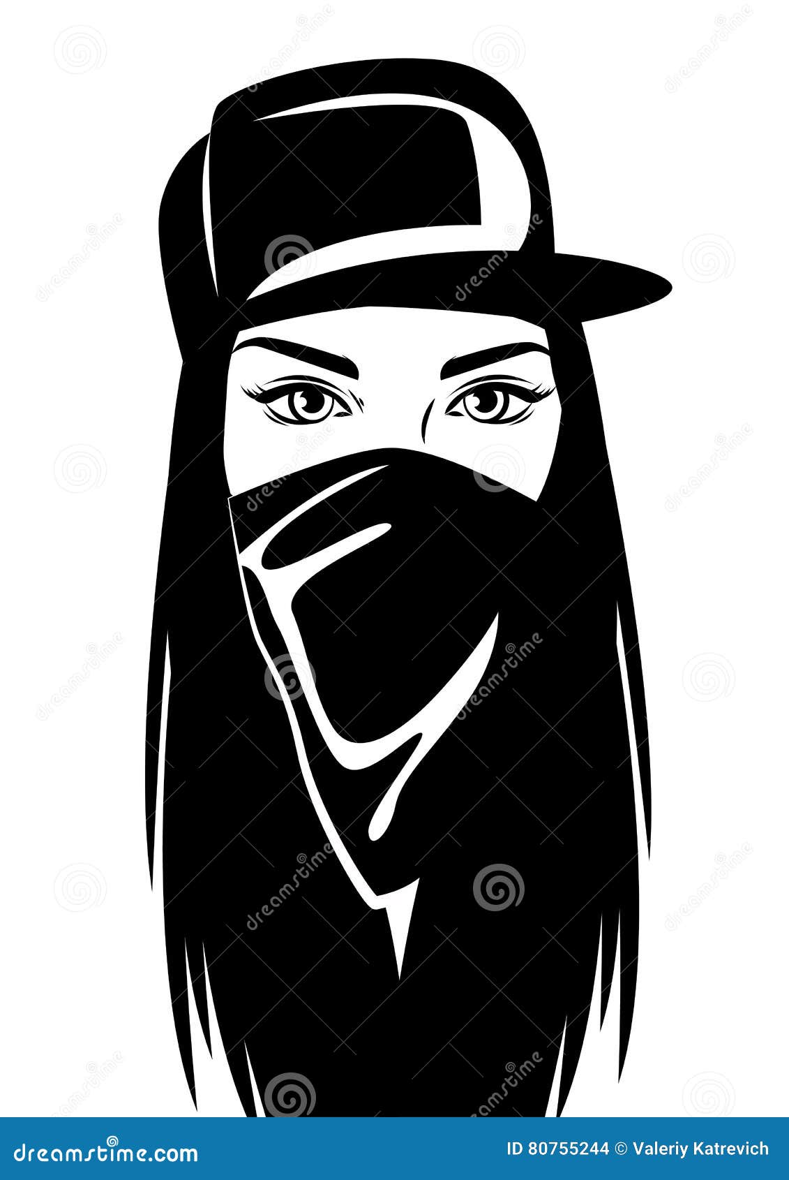 Pretty Hip Hop Swag Girl Face. Vector Illustration Stock Vector ...