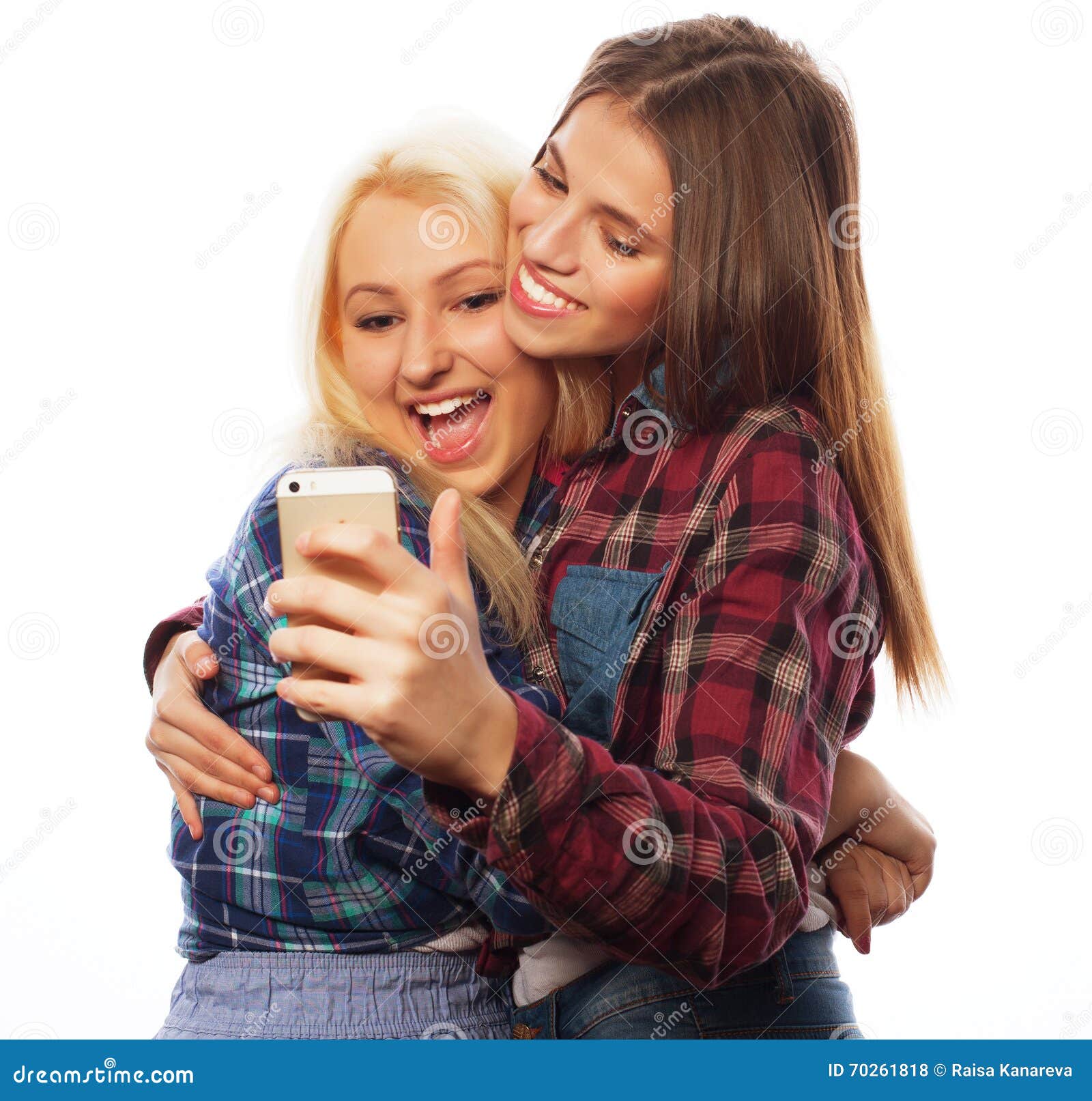 Pretty Hipster Girls Taking Selfie. Stock Photo - Image of phone ...