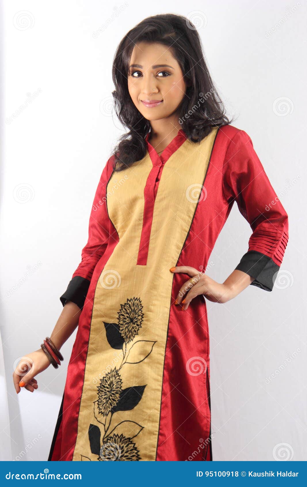 Pretty Indian Female Model Girl Wearing a Traditional Kurti Stock Photo ...