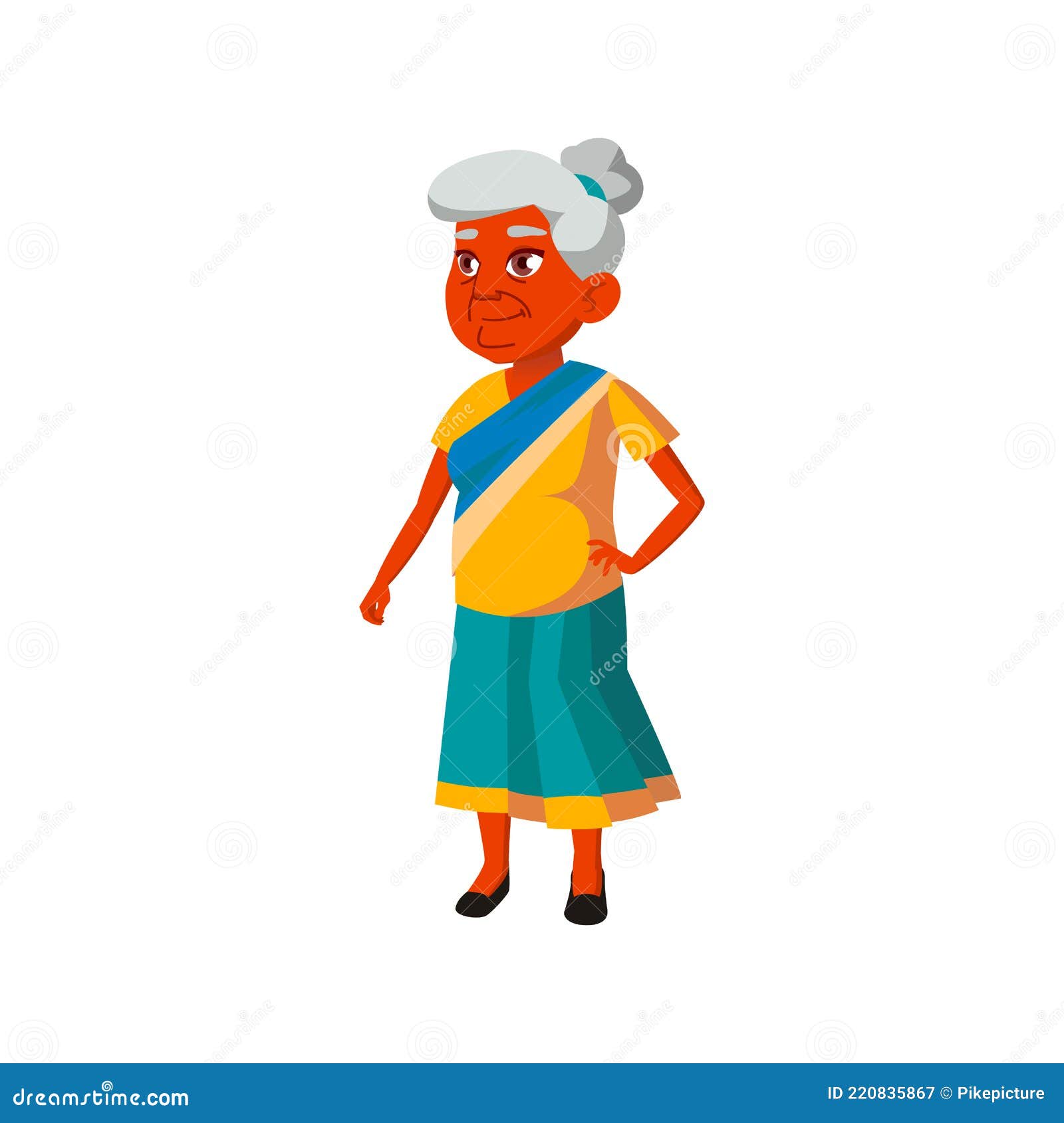 Pretty Indian Old Lady in Clothes Store Cartoon Vector Stock Vector -  Illustration of pointing, character: 220835867