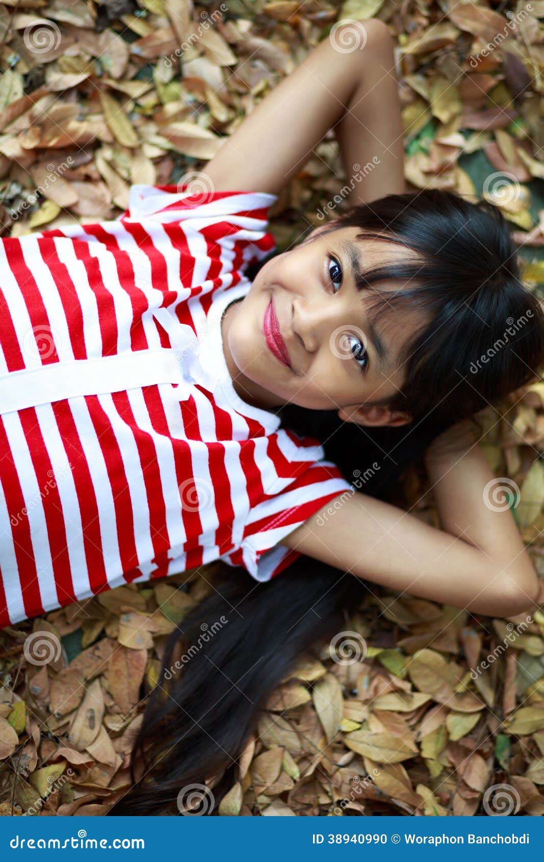 Pretty Little Asian Girl Laying Stock Photo Image Of Bea