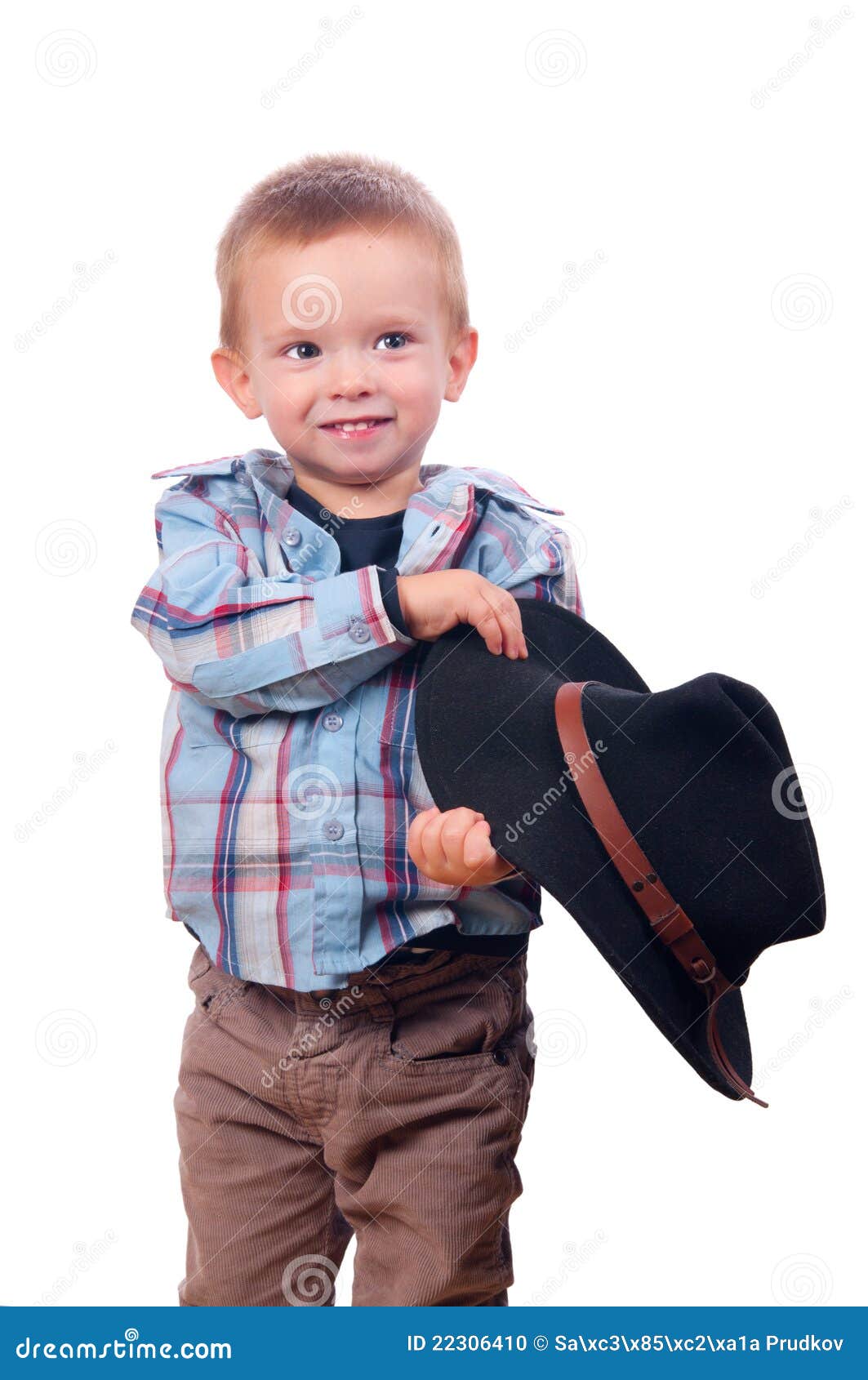 Pretty Little Boy Plays With Cowboy Hat Stock Photo Image 22306410