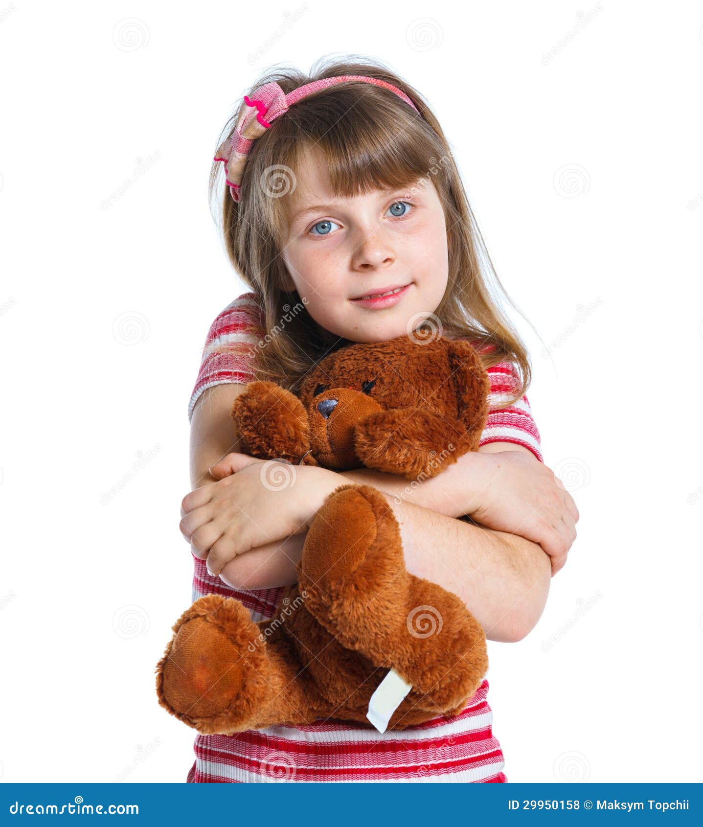 Young Girl with Bear on White... Stock Photo - Image of beautiful ...