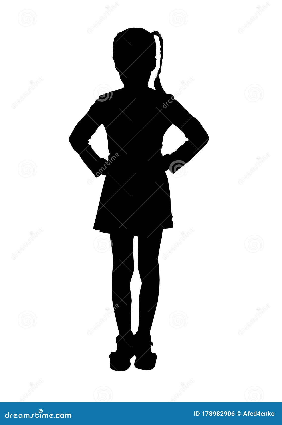 Pretty Little Girl Posing with Hands Silhouette Stock Vector ...