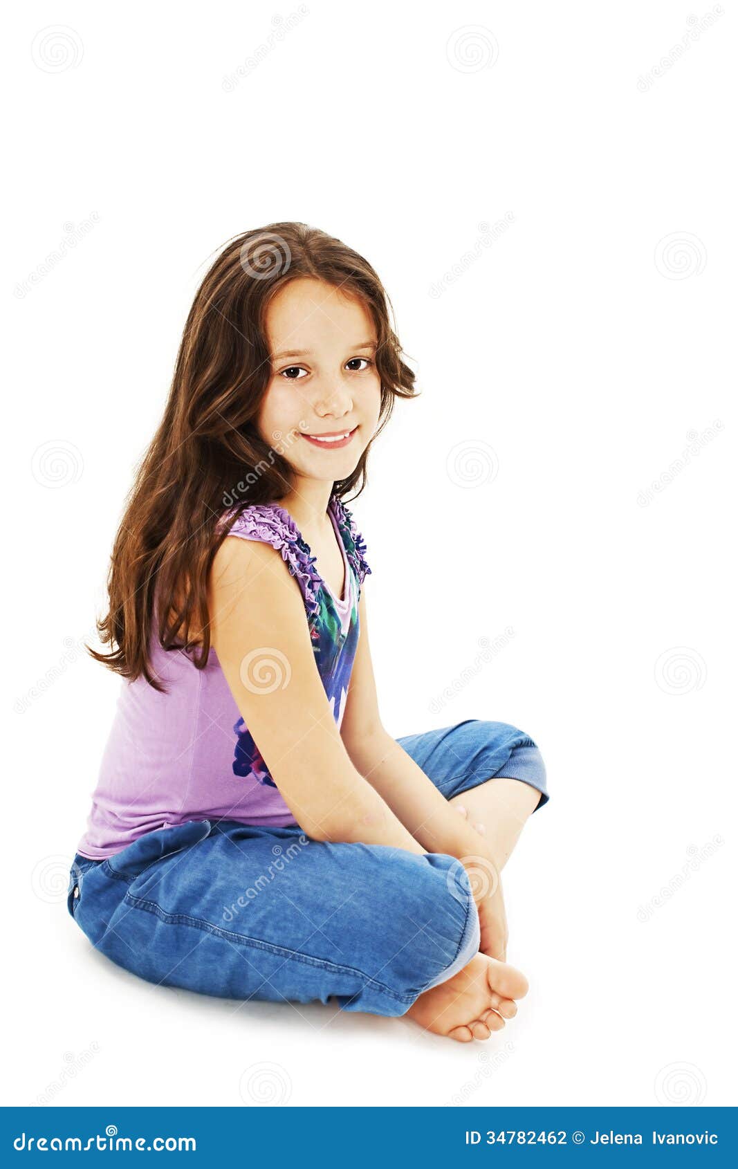 Portrait Little Girl Jeans Stock Photo 1119417734 | Shutterstock