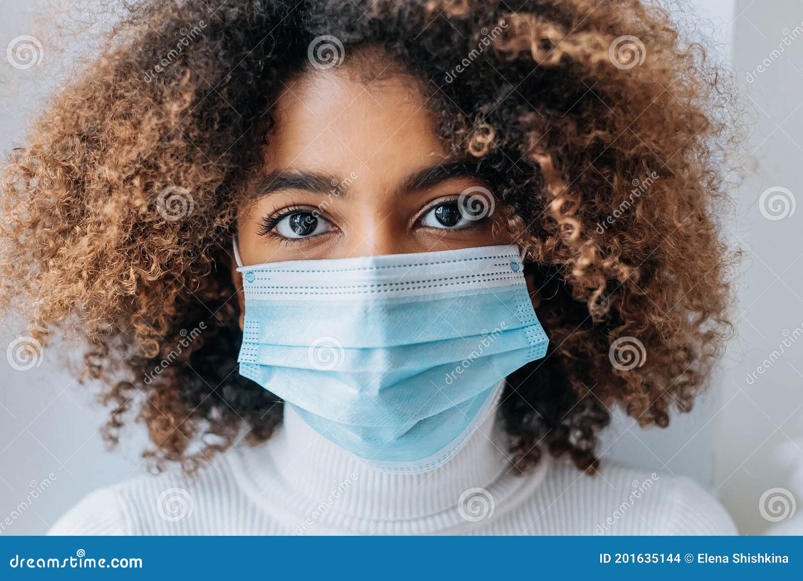 Pretty Model with Big Brown Eyes Wearing Protective Mask Stock Photo ...