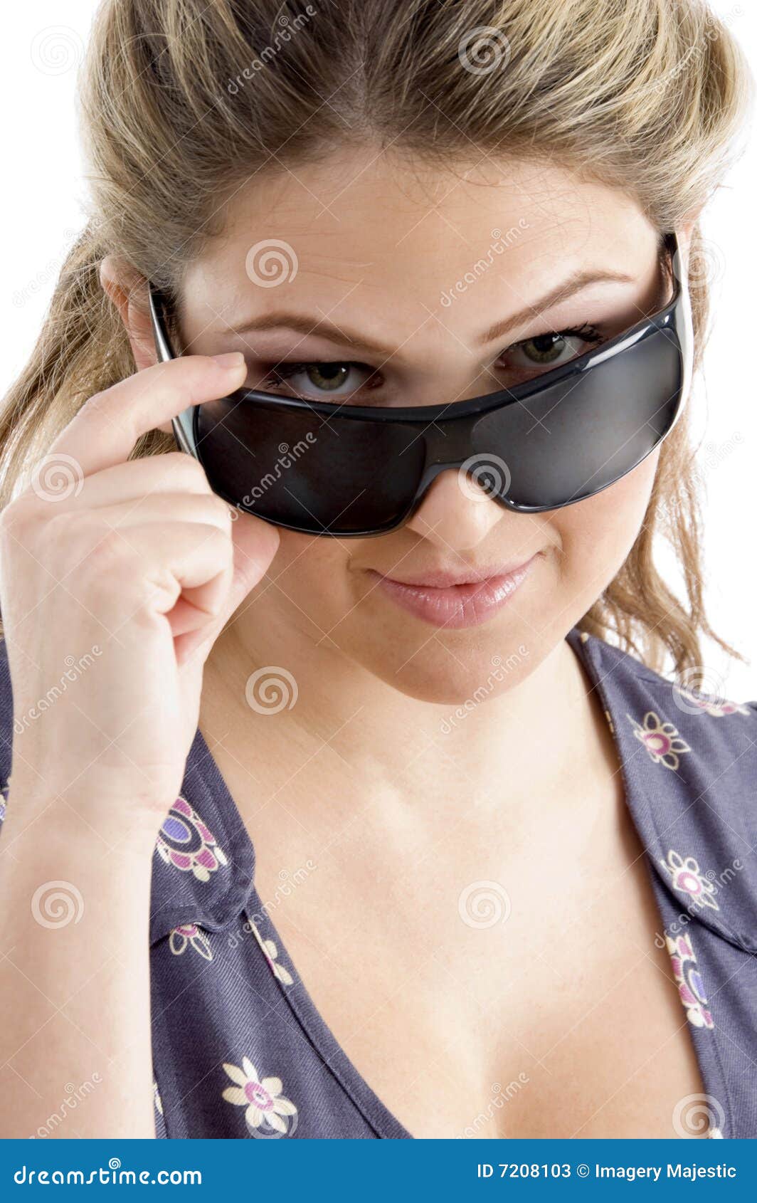 Pretty Model Holding Sunglasses Stock Image Image of alone, posing