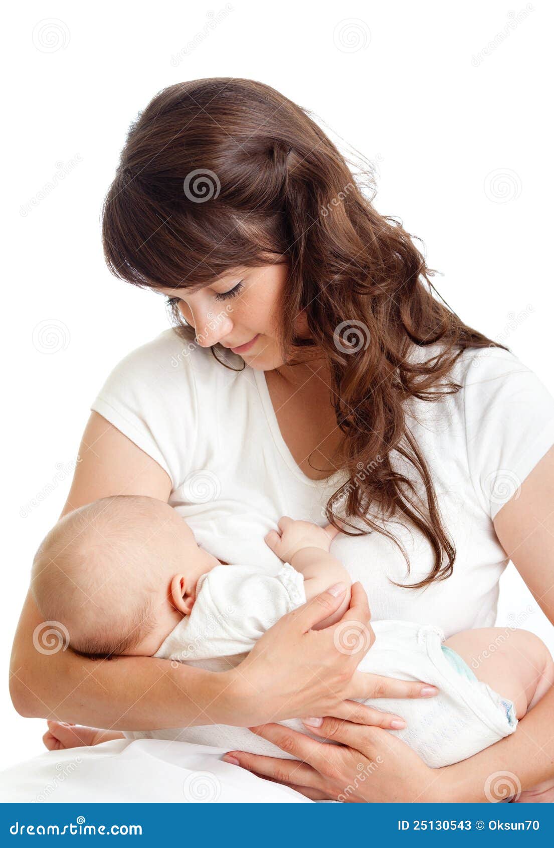 Pretty Mother Breast Feeding Her Infant Stock Image Image of hands