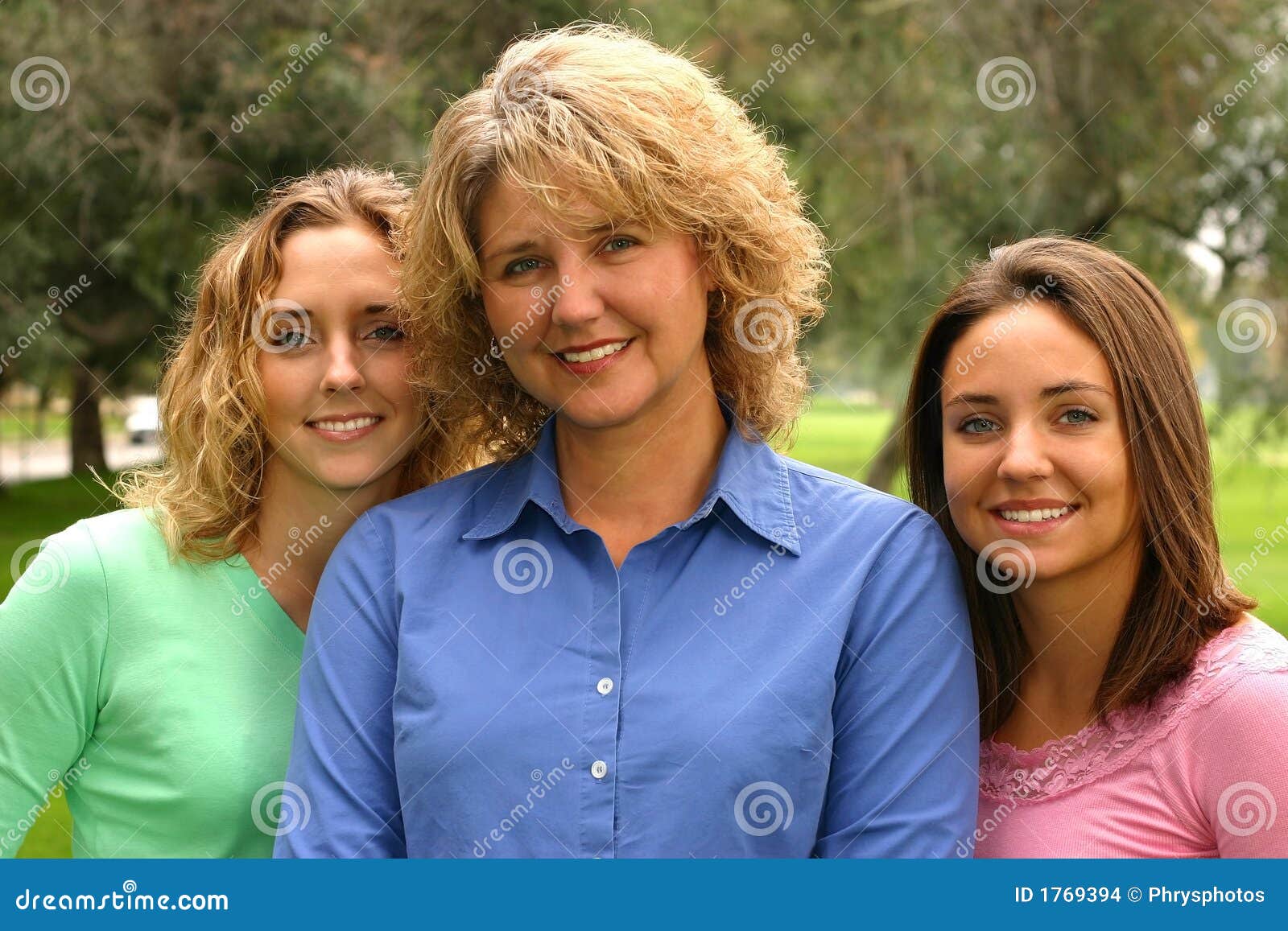 pretty mother with daughters