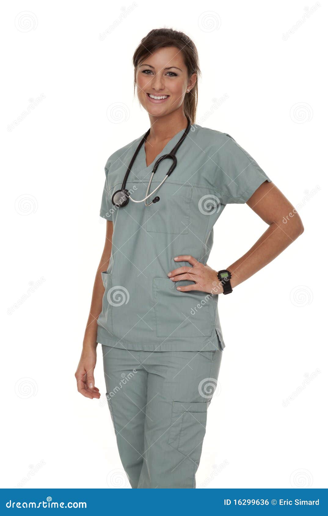Pretty Nurse Wearing Scrubs Stock Photo Image of looking, doctor