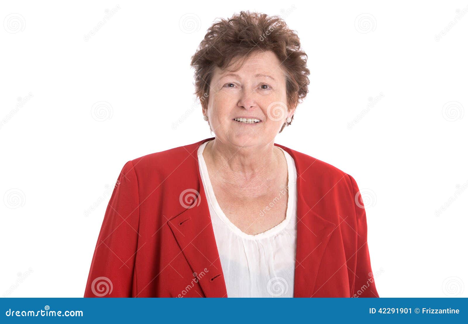 Pretty Older Lady Water Skiing By Nice House. RoyaltyFree Stock Photo