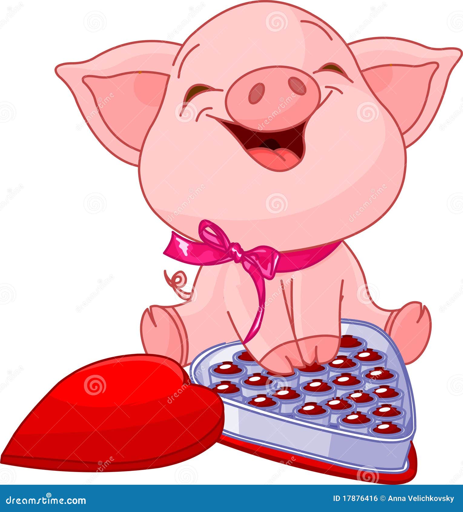 Pretty Pig At Valentines Day Vector Illustration | CartoonDealer.com #17876416