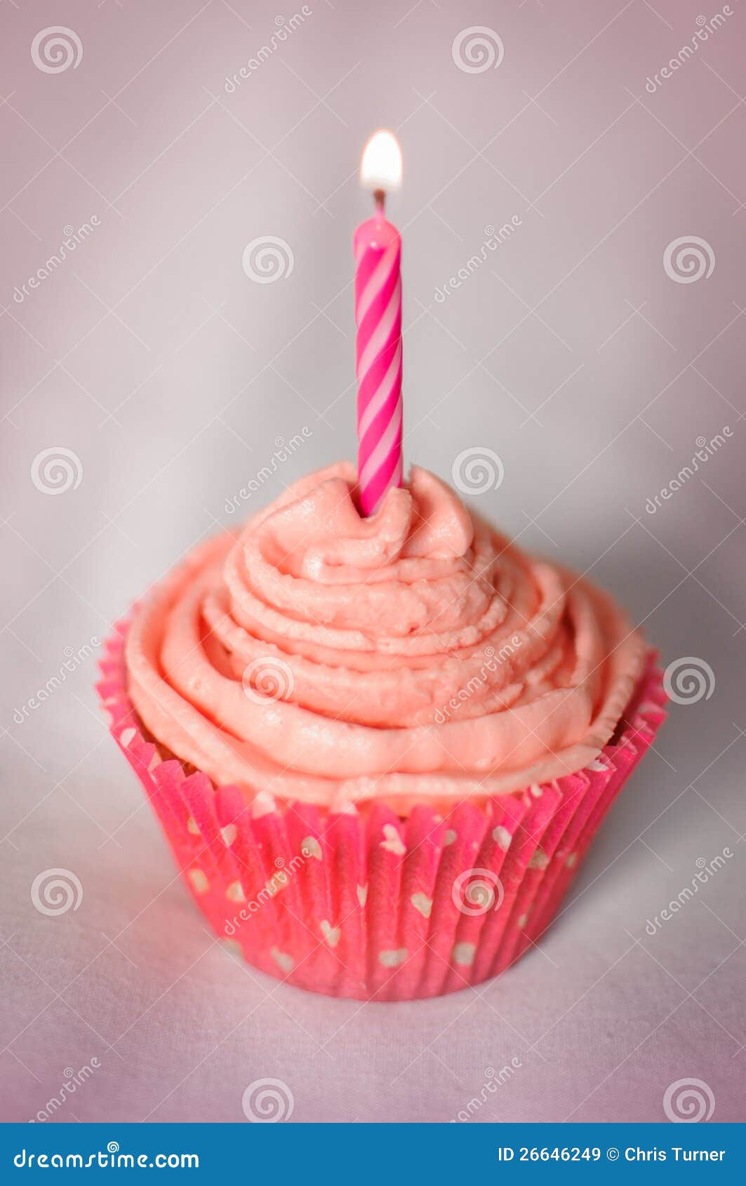 Pretty Pink Cupcake With Pink Candle Royalty Free Stock Images  Image 