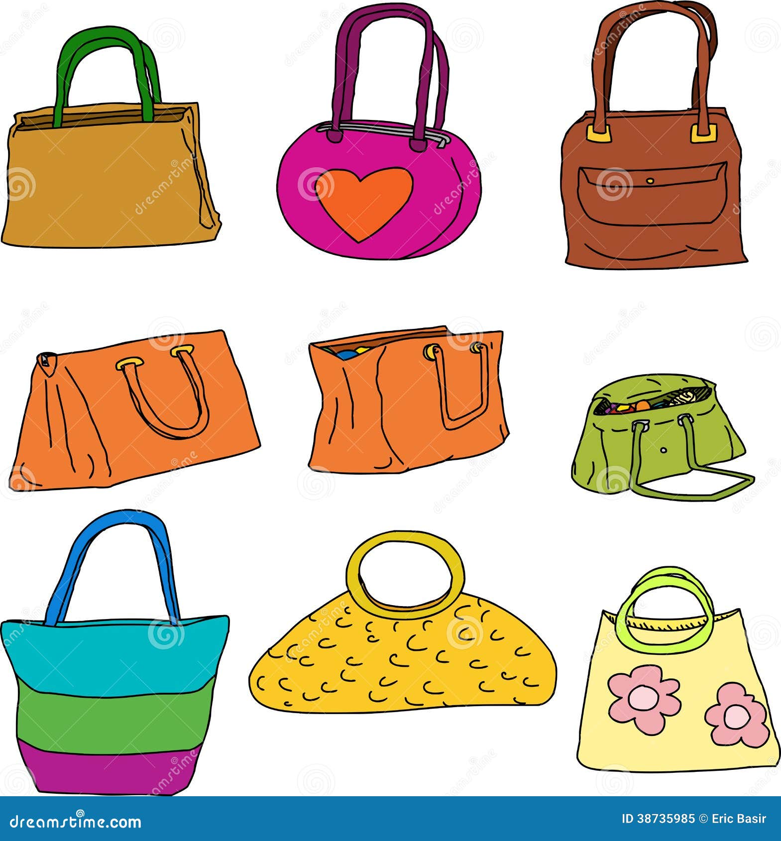 Pretty Purses and Handbags stock vector. Illustration of pocketbook ...