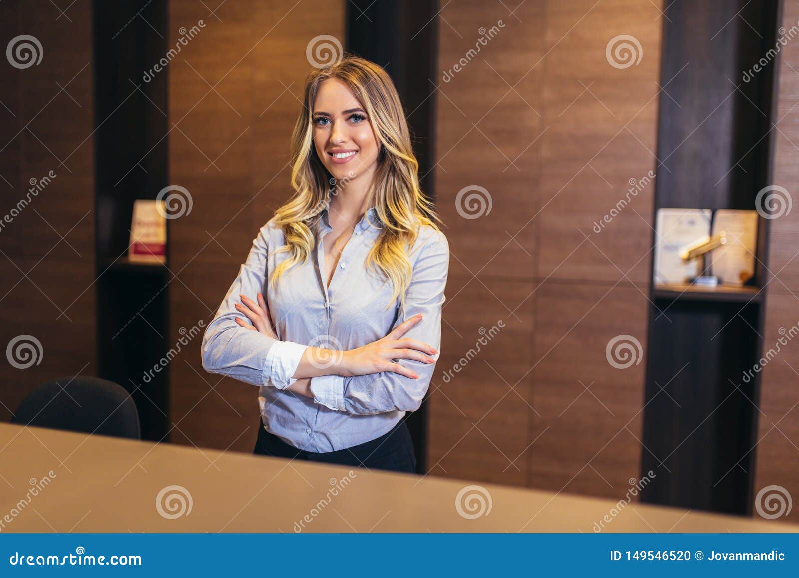 pretty receptionist at work