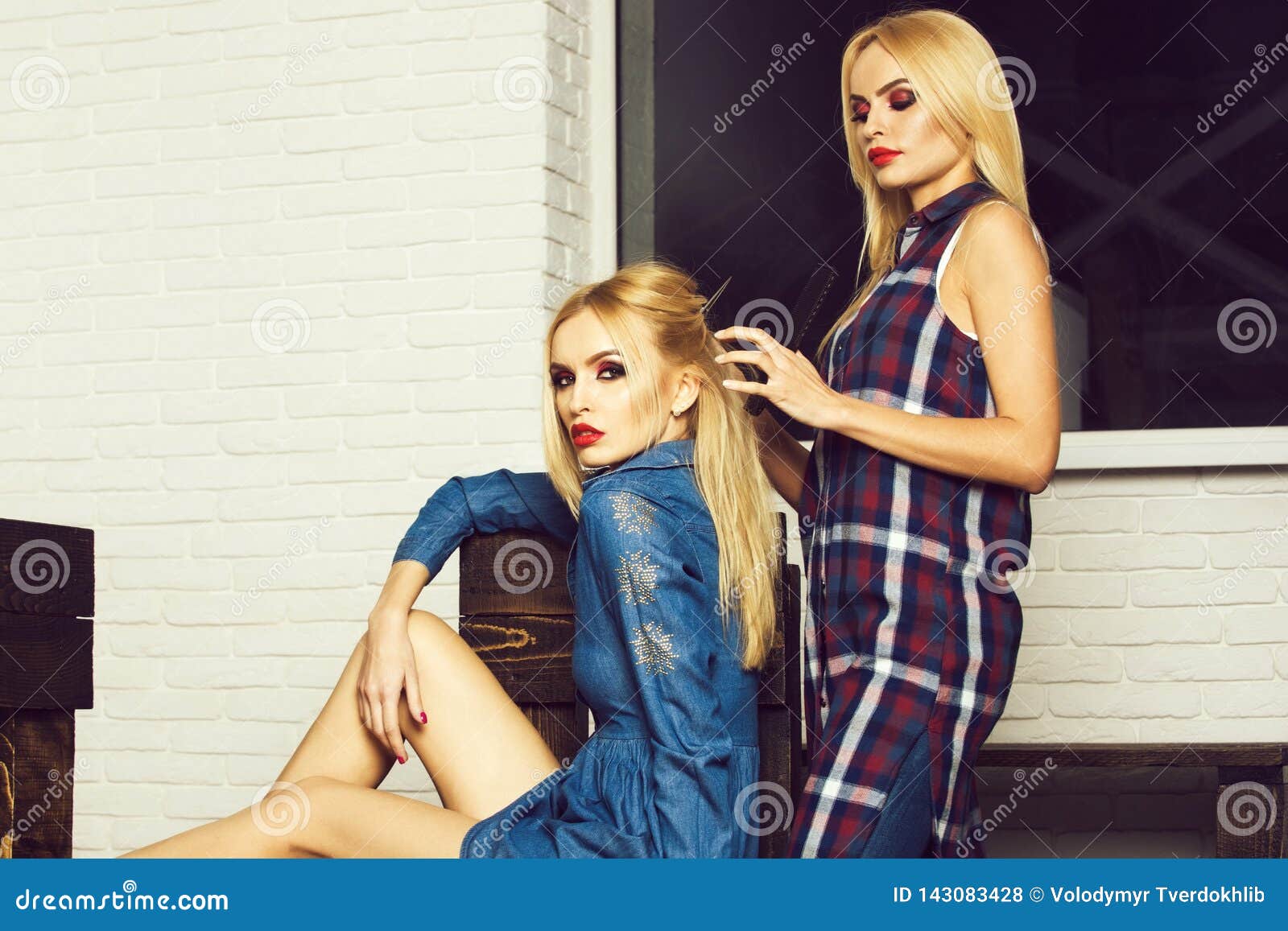 Pretty Girls in Beauty Salon, Makes Hairstyle Stock Photo - Image of long, client: 143083428