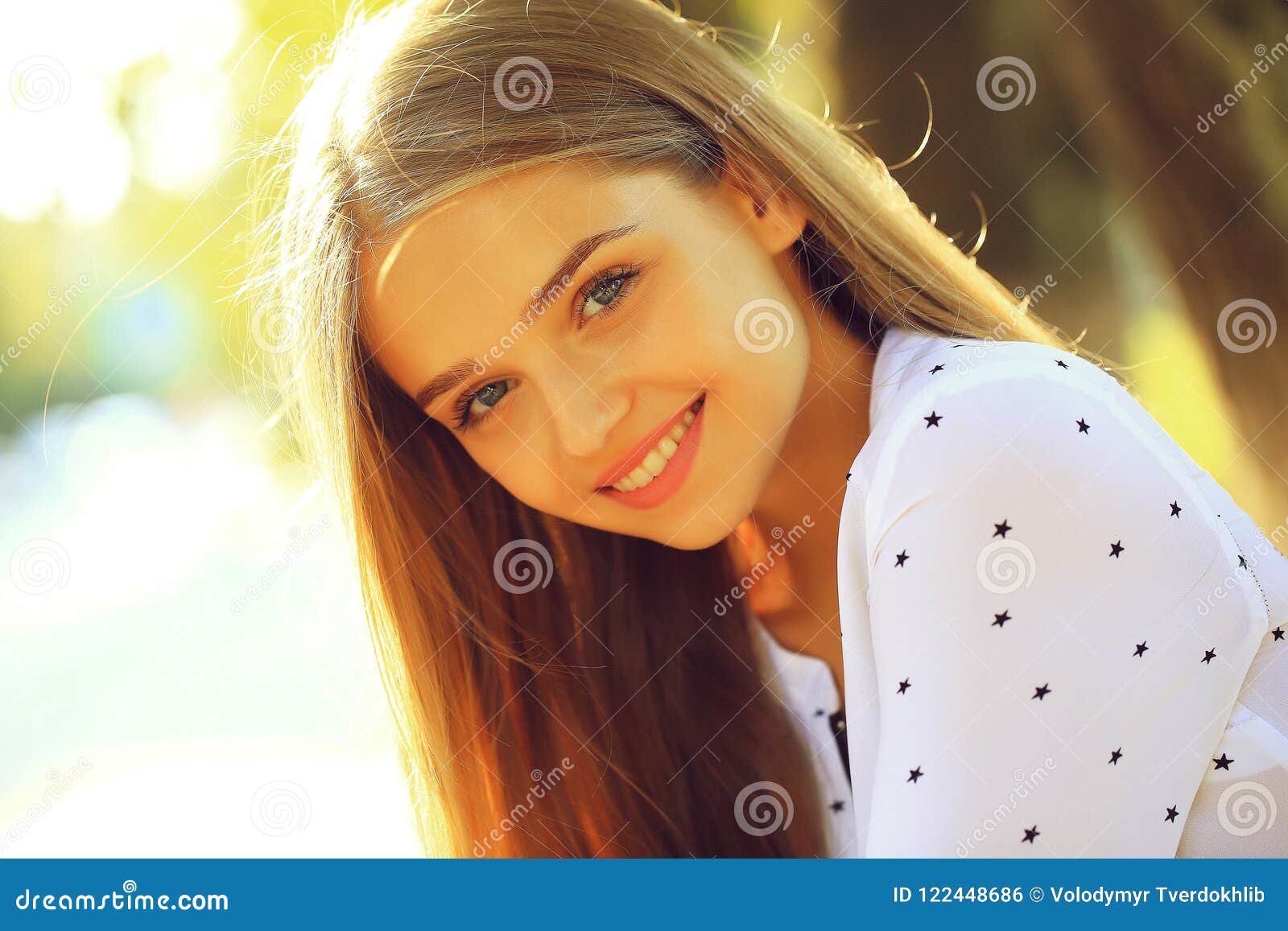 Blonde Cute Girl On Sunny Day Stock Photo Image Of Young Pretty