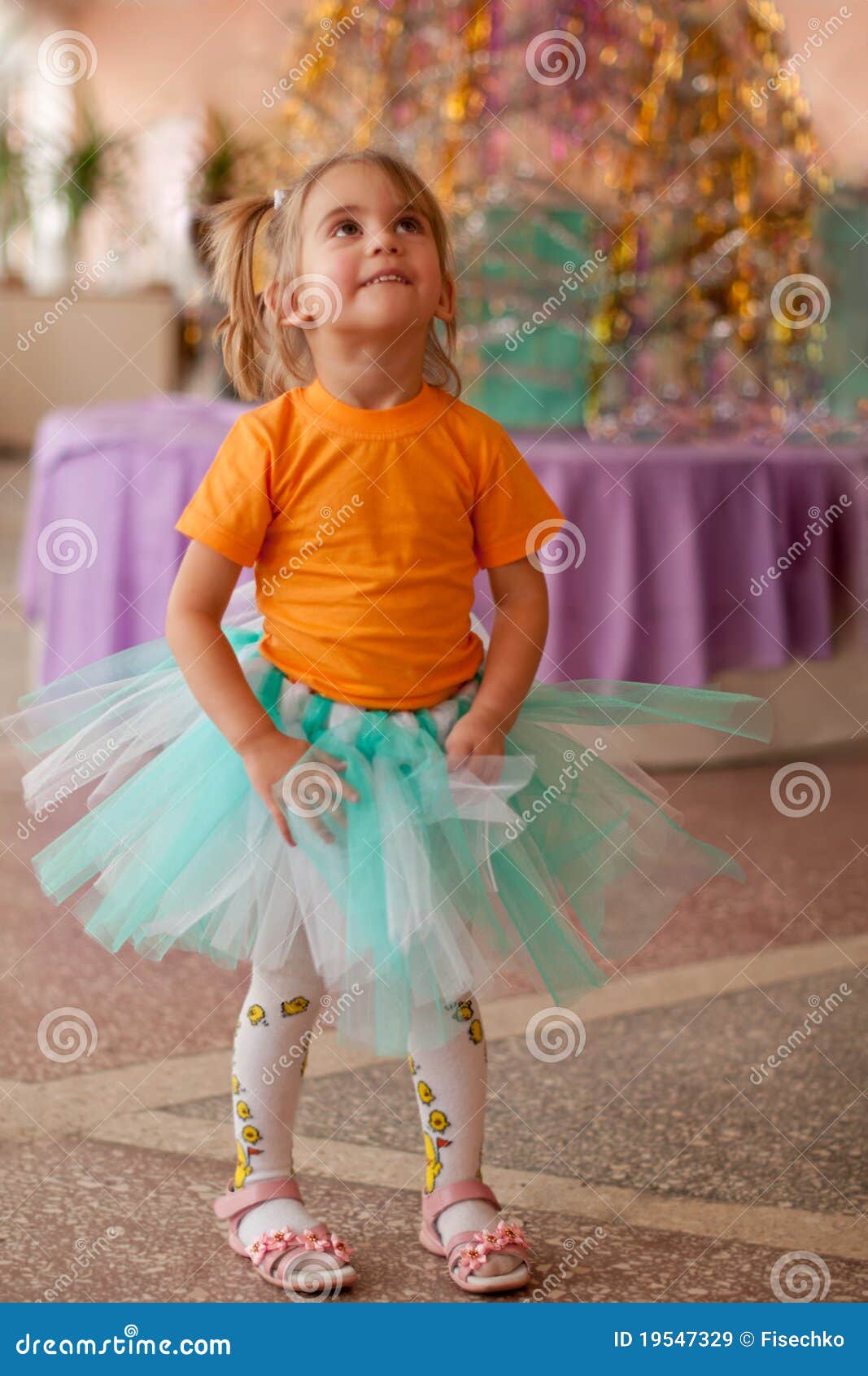 Pretty Smiling Little Girl on Christmas Party Stock Image - Image of ...