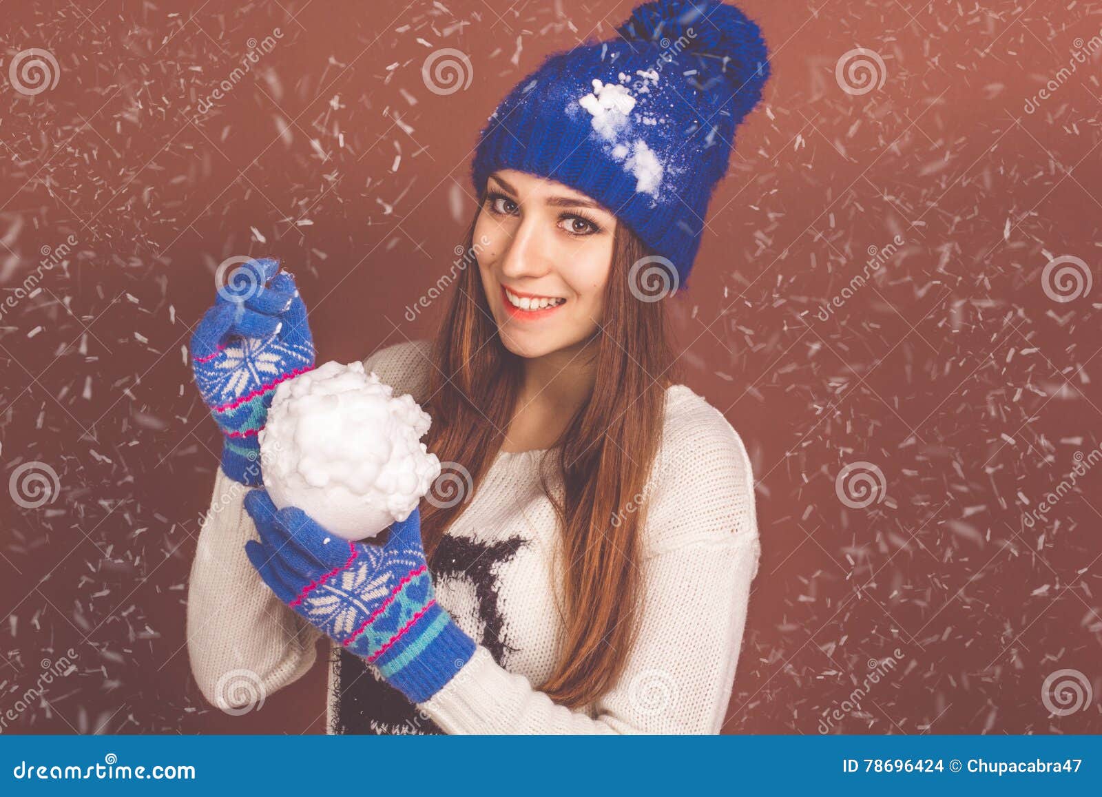 Pretty Teen Girl is Holding Artificial Snowball Stock Photo - Image of ...