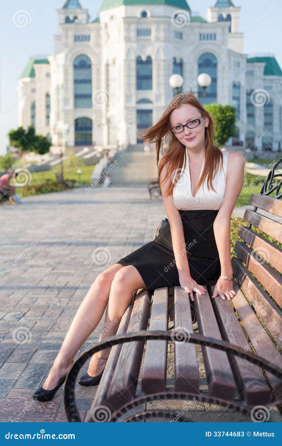Pretty Teen Girl Sitting On The Bench Stock Image I