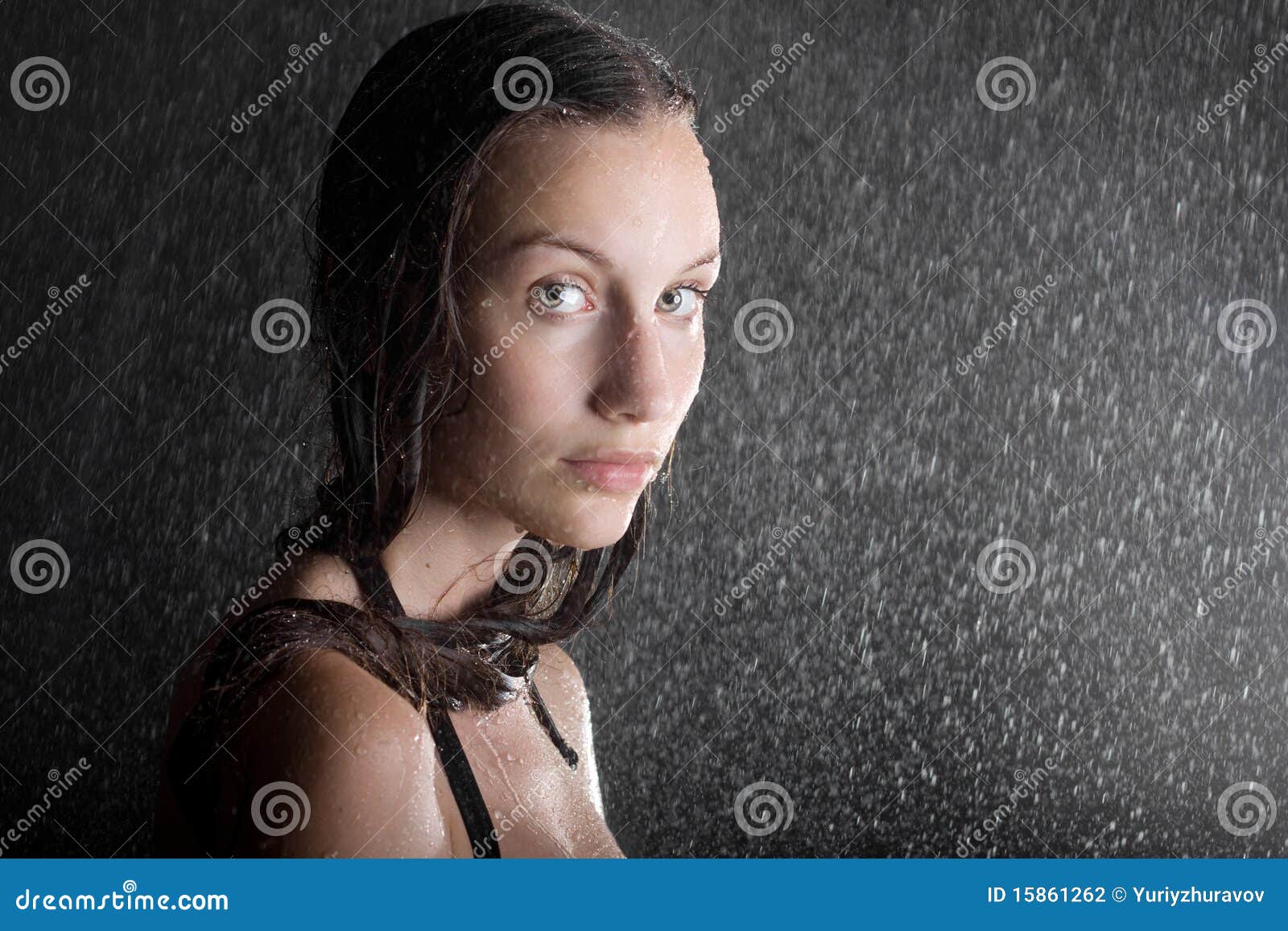 Pretty Teen Girl In Water Studio Close Up Stock Photo Image