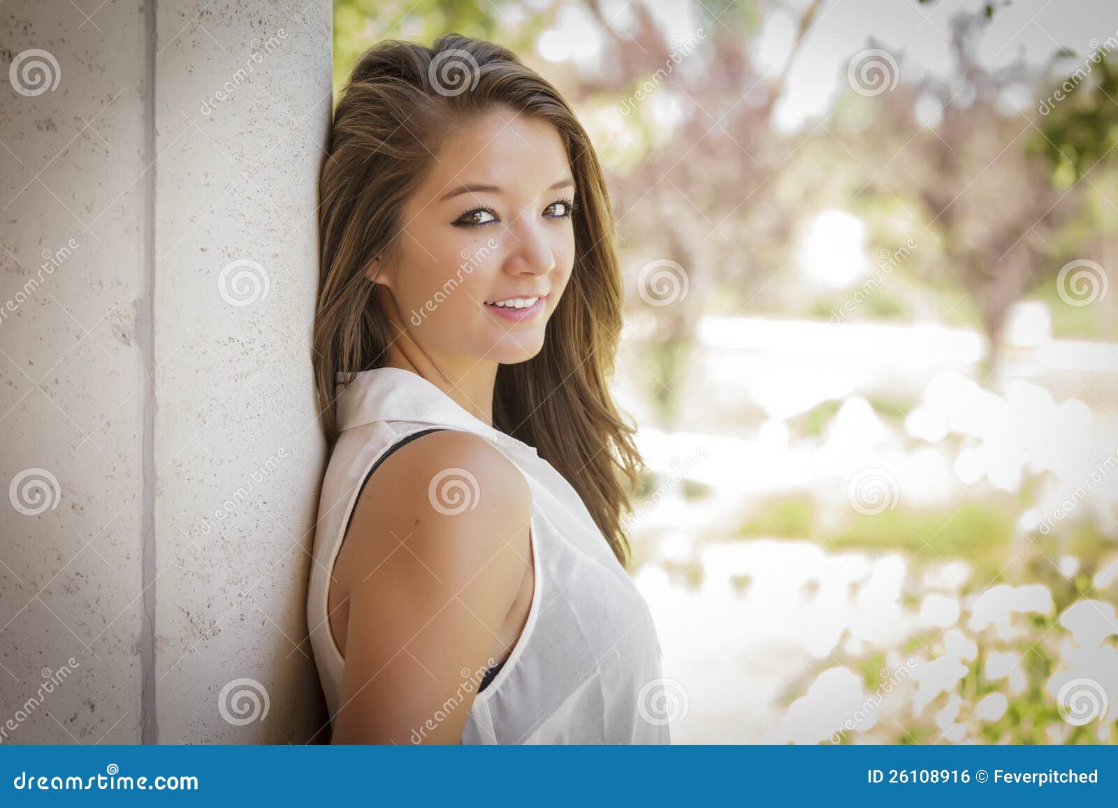 Pretty Teen Mixed Race Girl Outdoors Portrait Stock Photo Image Of
