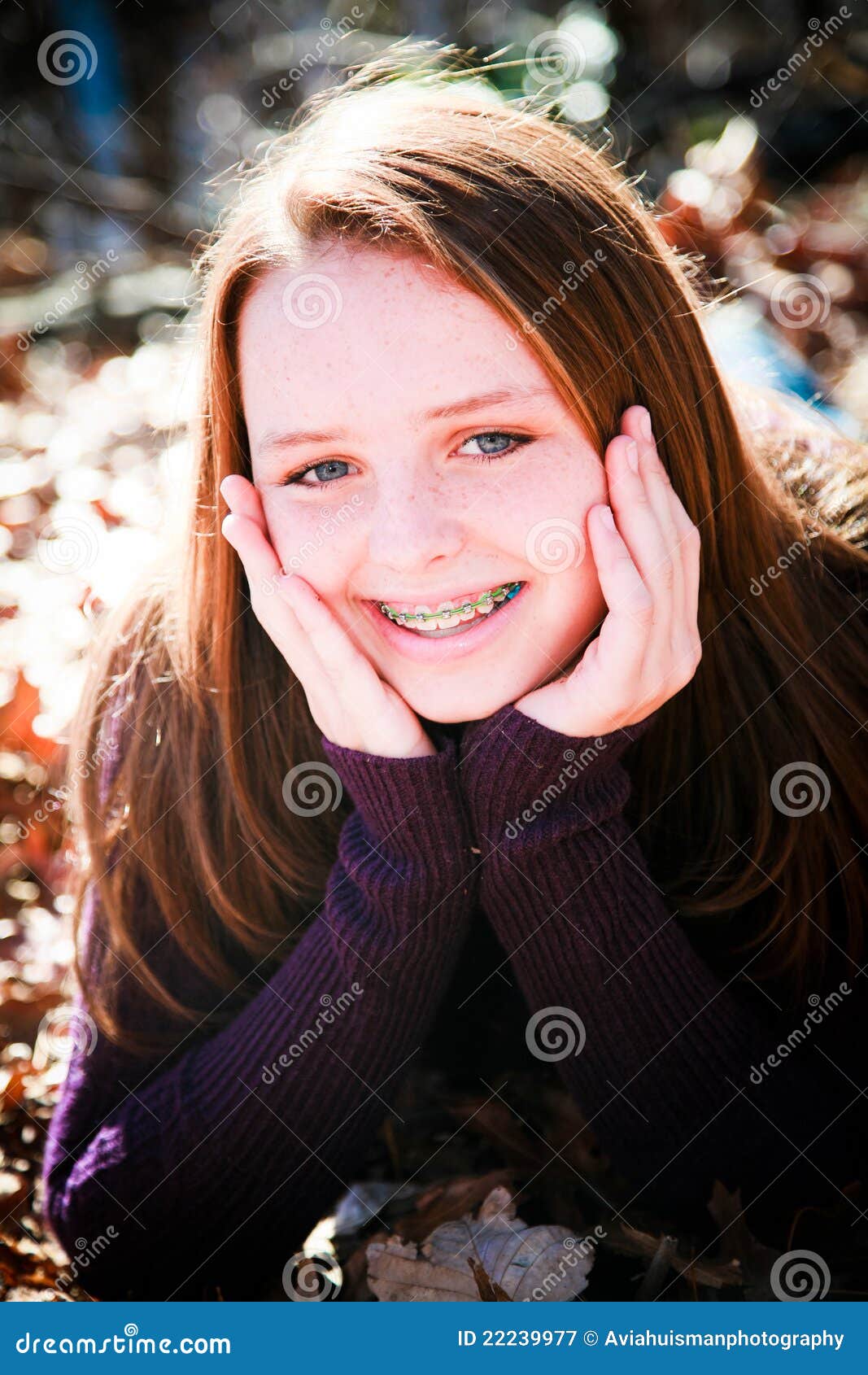 Pretty Teenager Radiant with Happiness Stock Image - Image of blue ...