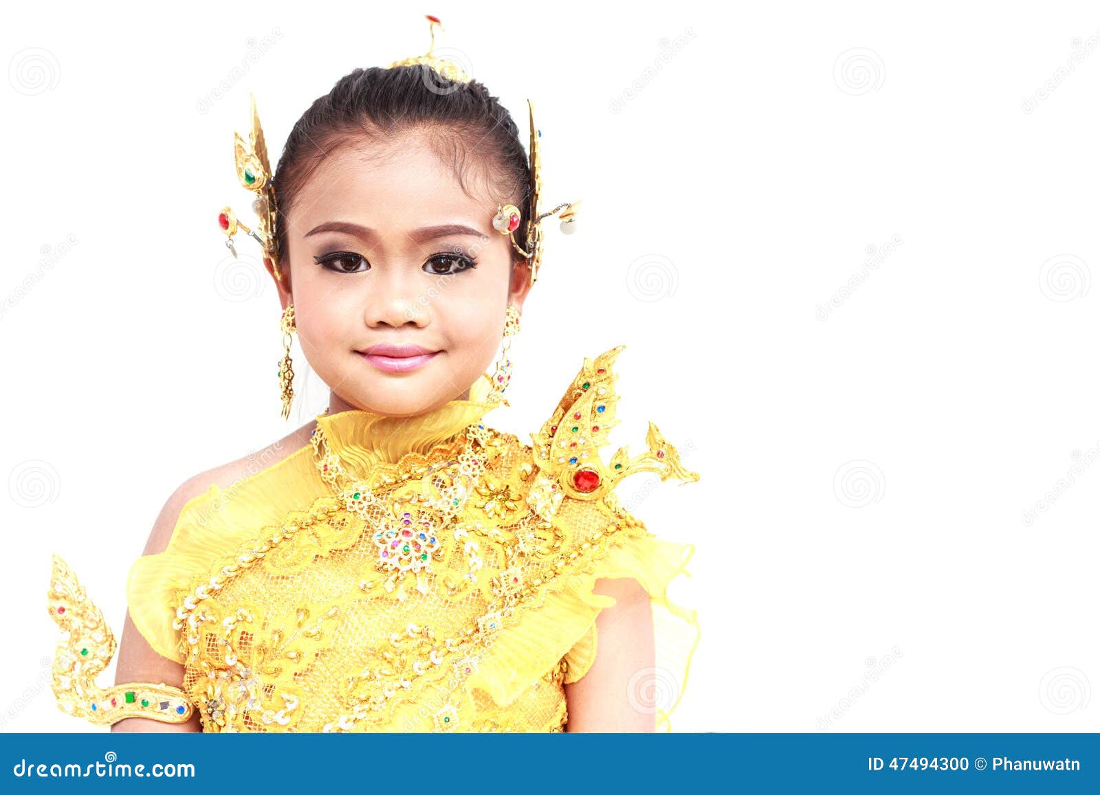 Pretty Thai Girl Wearing Typical Thai Dress Stock Photo - Image of ...