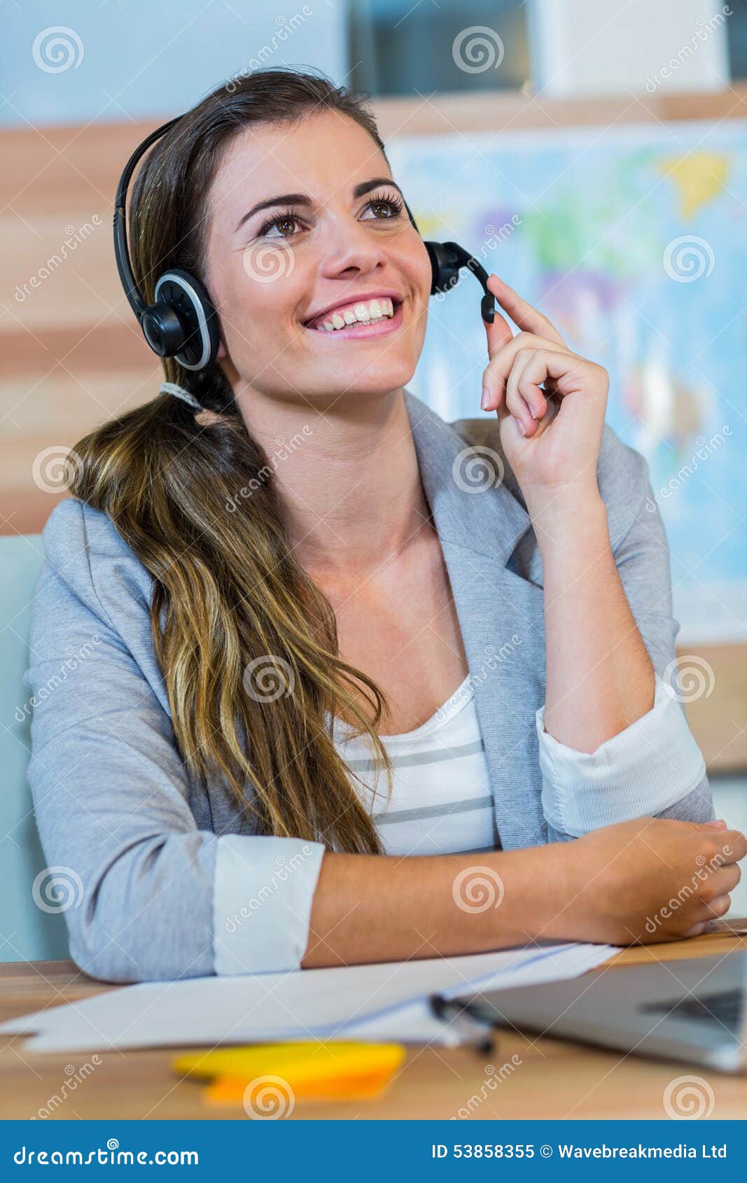 Pretty Travel Agent Speaking To Customer Stock Image Image of