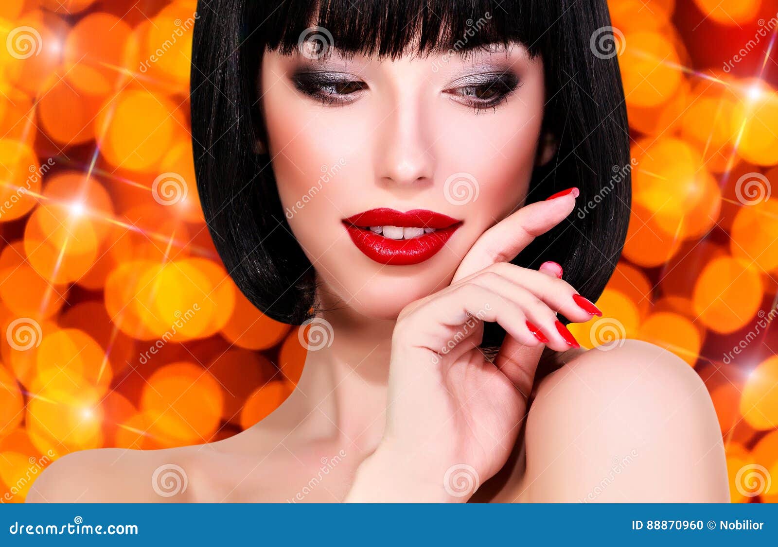 Pretty Woman Against an Abstract Background Stock Photo - Image of hair ...