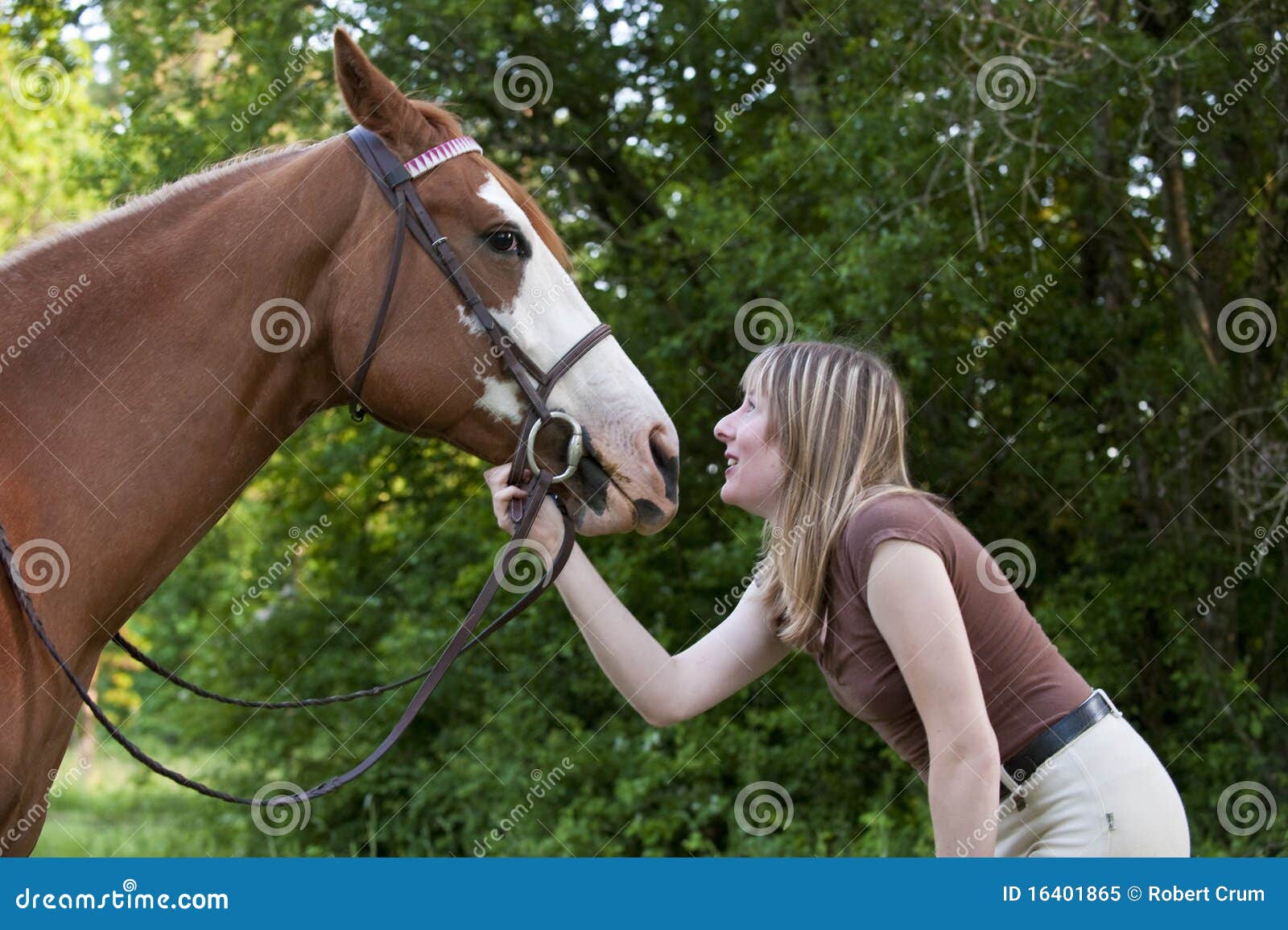 Pretty Woman Bonding with Her Horse Stock Image Image of female